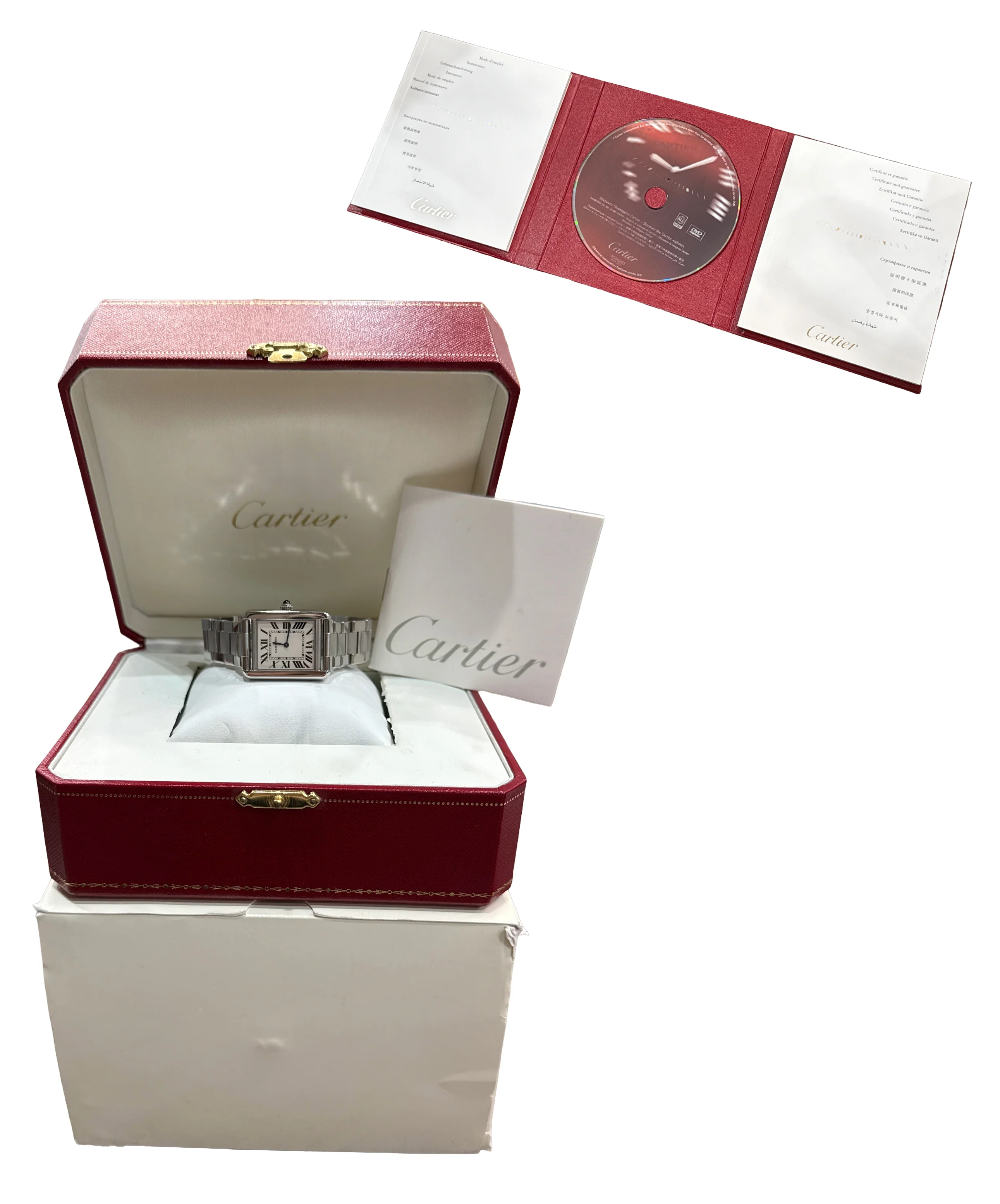 2012 PAPERS Cartier Tank Solo SILVER Steel 23mm Quartz Leather 3170 W5200013 BOX - Image 2