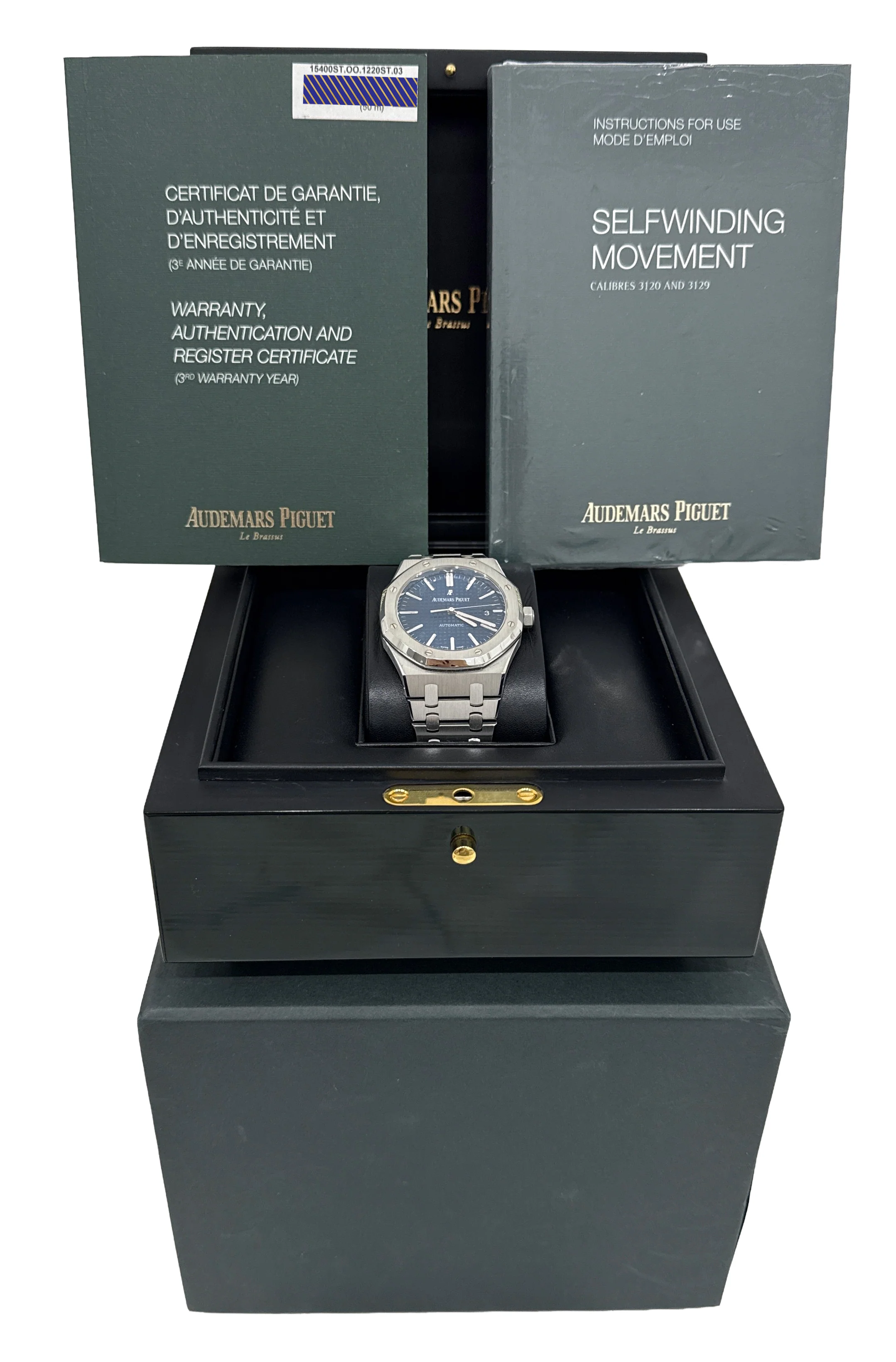 2013 PAPERS Audemars Piguet Royal Oak BLUE 41mm Steel 15400ST.OO.1220ST.03 BOX - Image 2