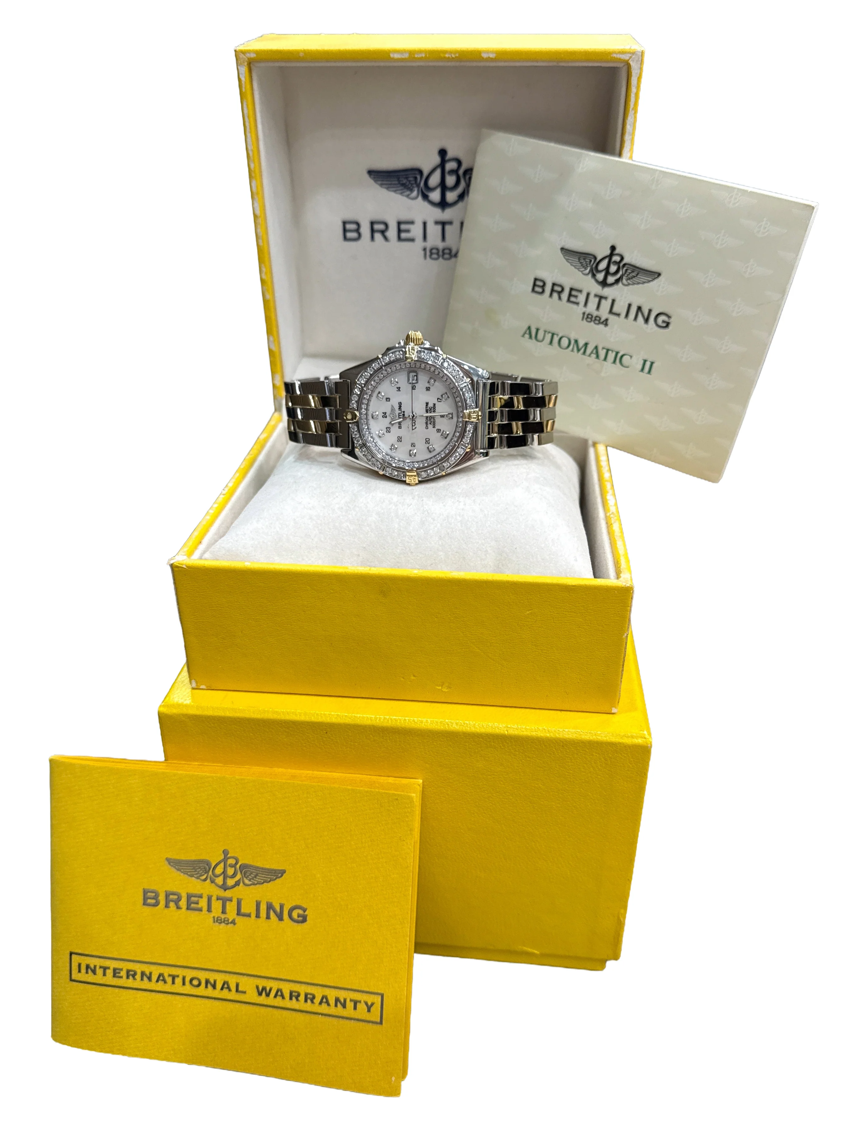 2013 PAPERS Breitling Windrider Wings MOP DIAMOND 38mm Steel Watch B10050 BOX - Image 2