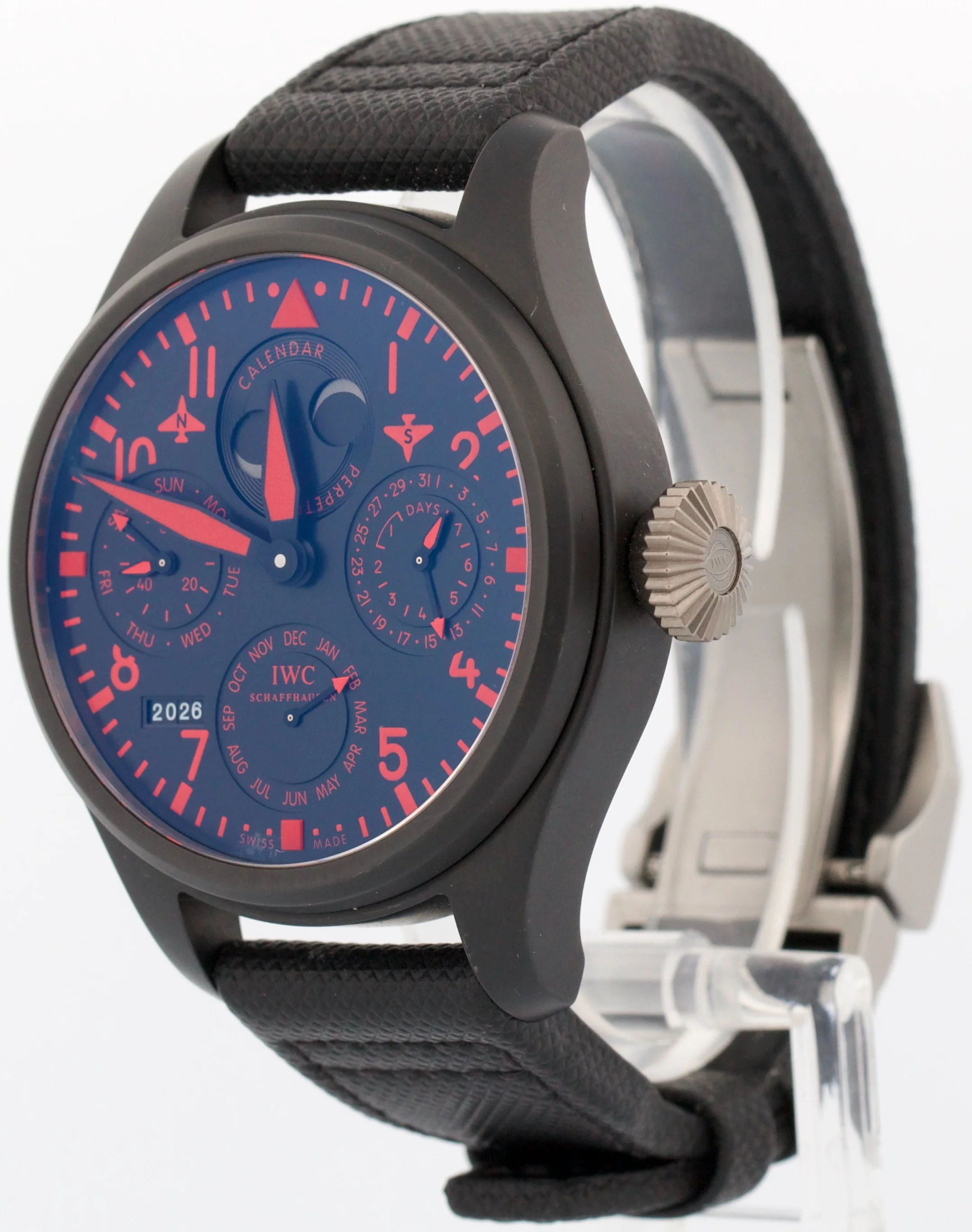 2013 PAPERS IWC Perpetual Calendar Top Gun BLACK CERAMIC Red 48mm IW502903 BOX - Image 3