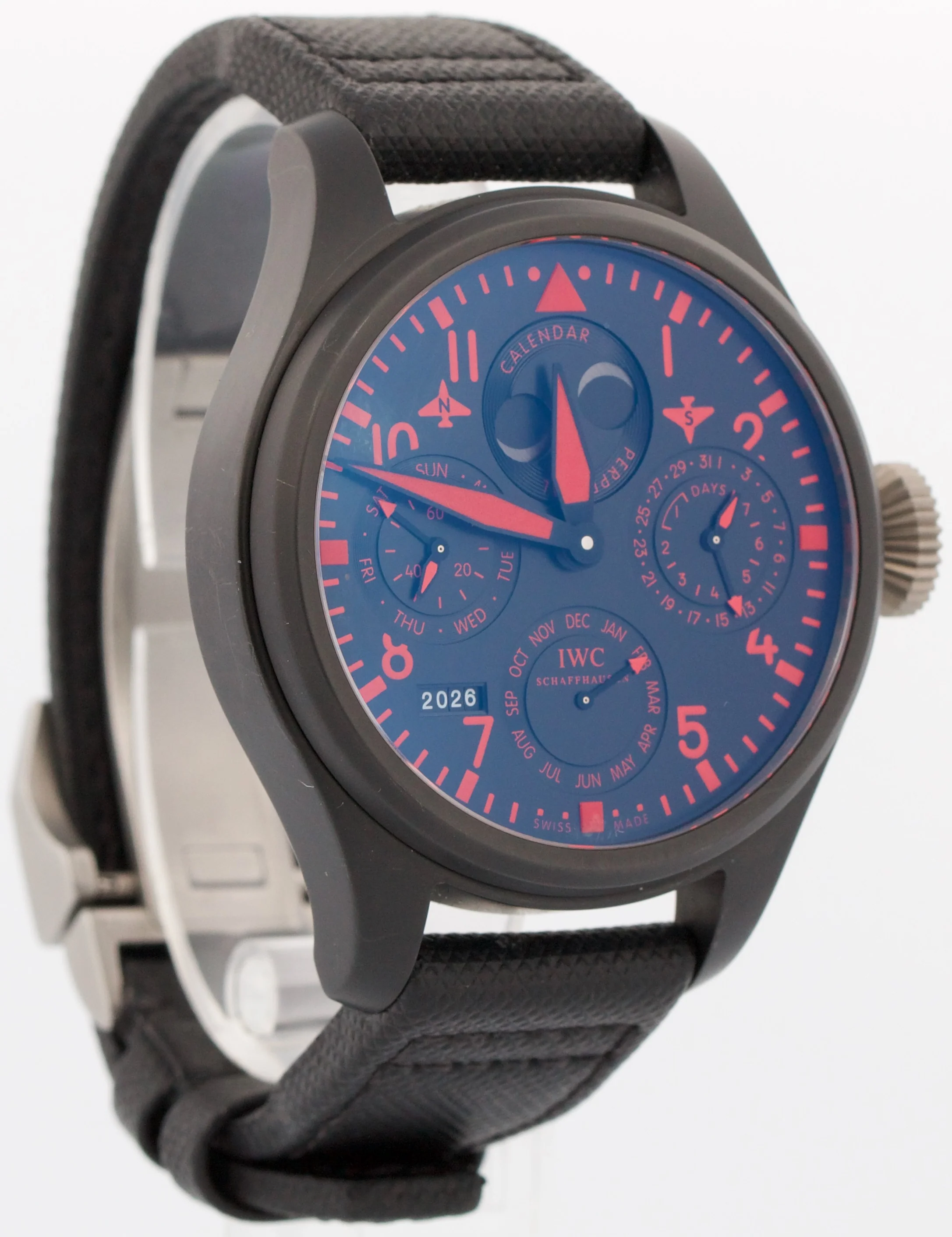 2013 PAPERS IWC Perpetual Calendar Top Gun BLACK CERAMIC Red 48mm IW502903 BOX - Image 4