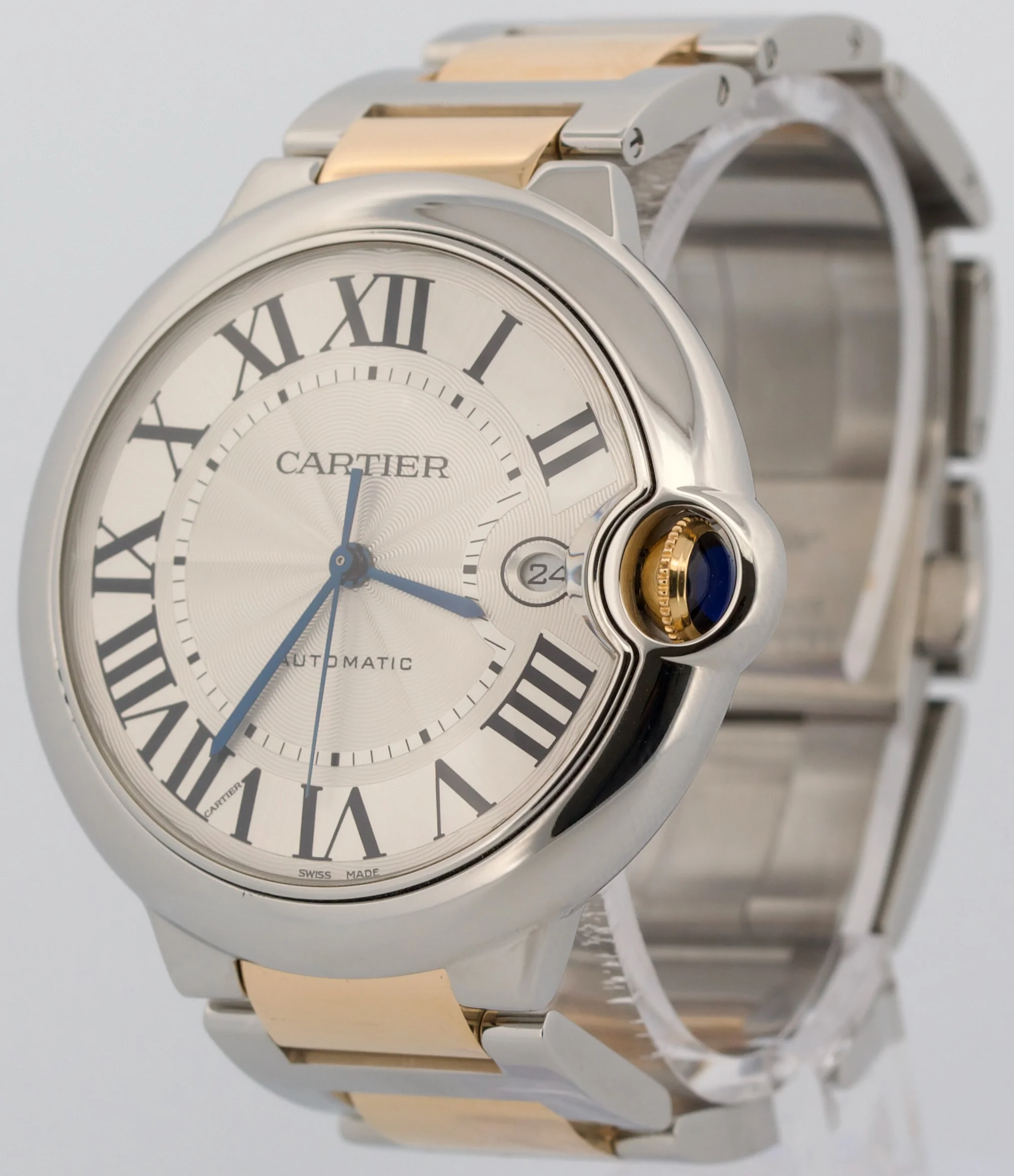 2014 PAPERS Cartier Ballon Bleu SILVER Yellow Gold Steel 42mm 3765 W69009Z3 BOX - Image 3