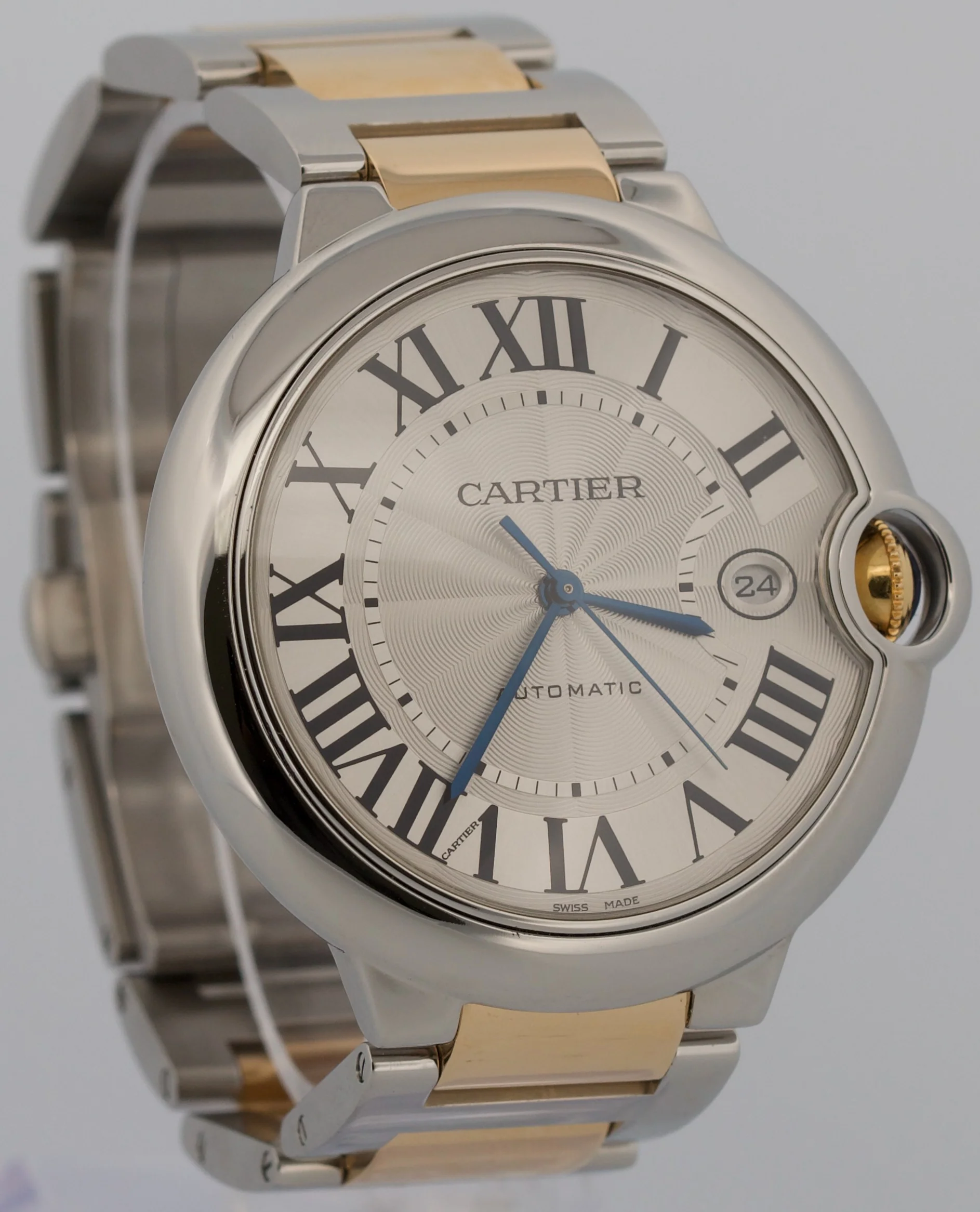 2014 PAPERS Cartier Ballon Bleu SILVER Yellow Gold Steel 42mm 3765 W69009Z3 BOX - Image 4