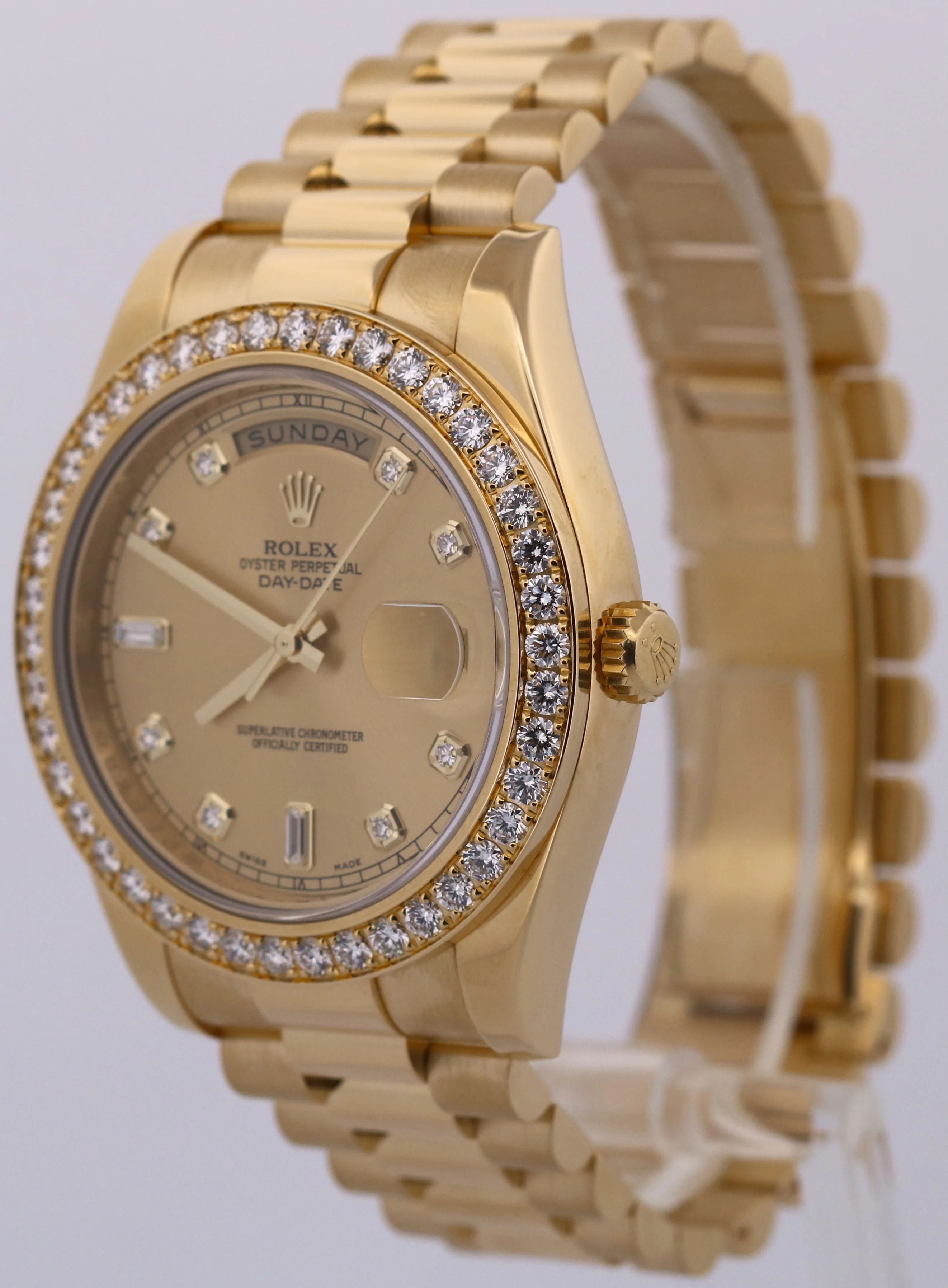 2014 PAPERS Rolex Day-Date II President FACTORY DIAMOND 18K Gold 41mm 218348 BOX - Image 4