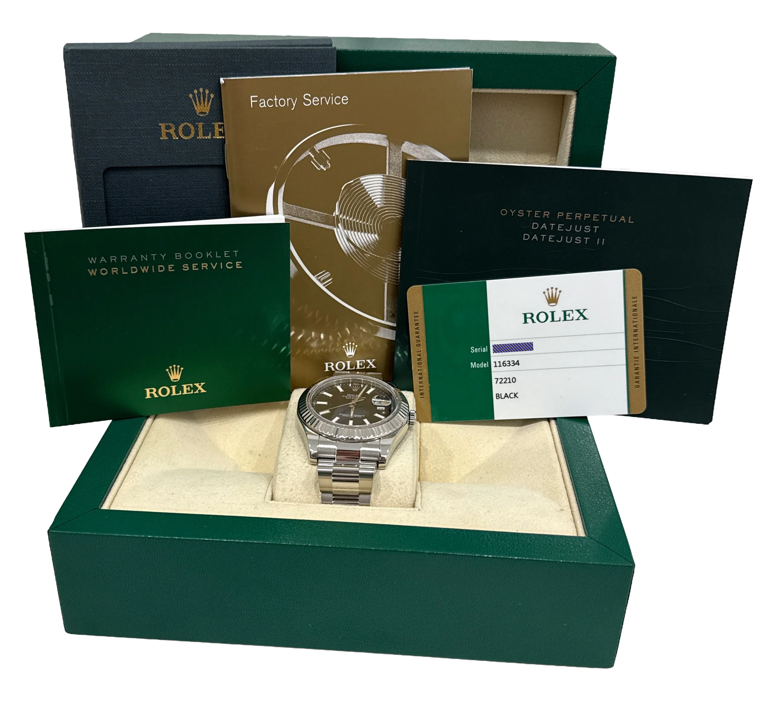 2015 PAPERS Rolex DateJust II 41mm BLACK Steel 18K Gold OYSTER 116334 Watch BOX - Image 2