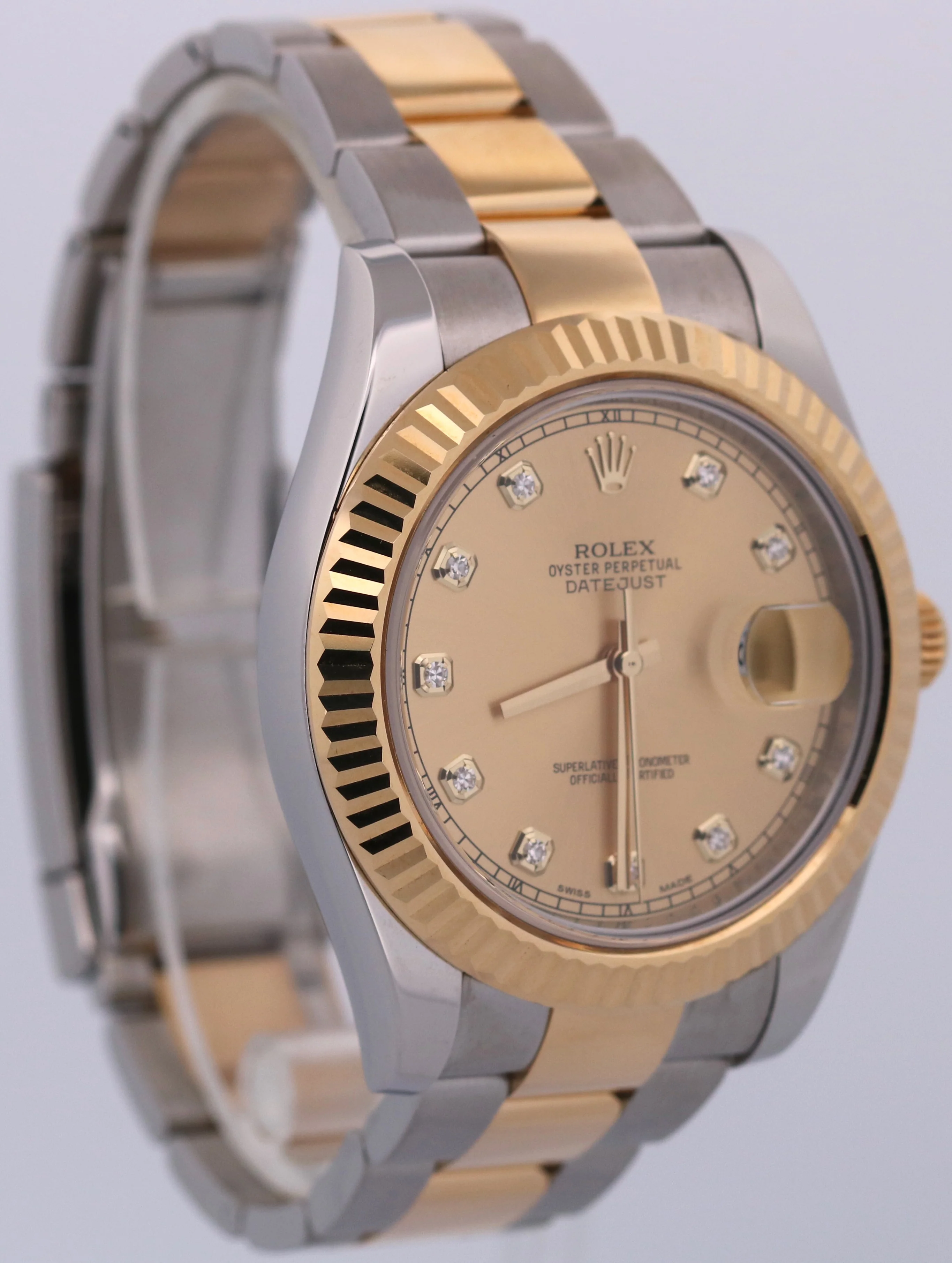 2015 PAPERS Rolex Datejust II CHAMPAGNE DIAMOND Steel 18K OYSTER 41mm 116333 BOX - Image 4