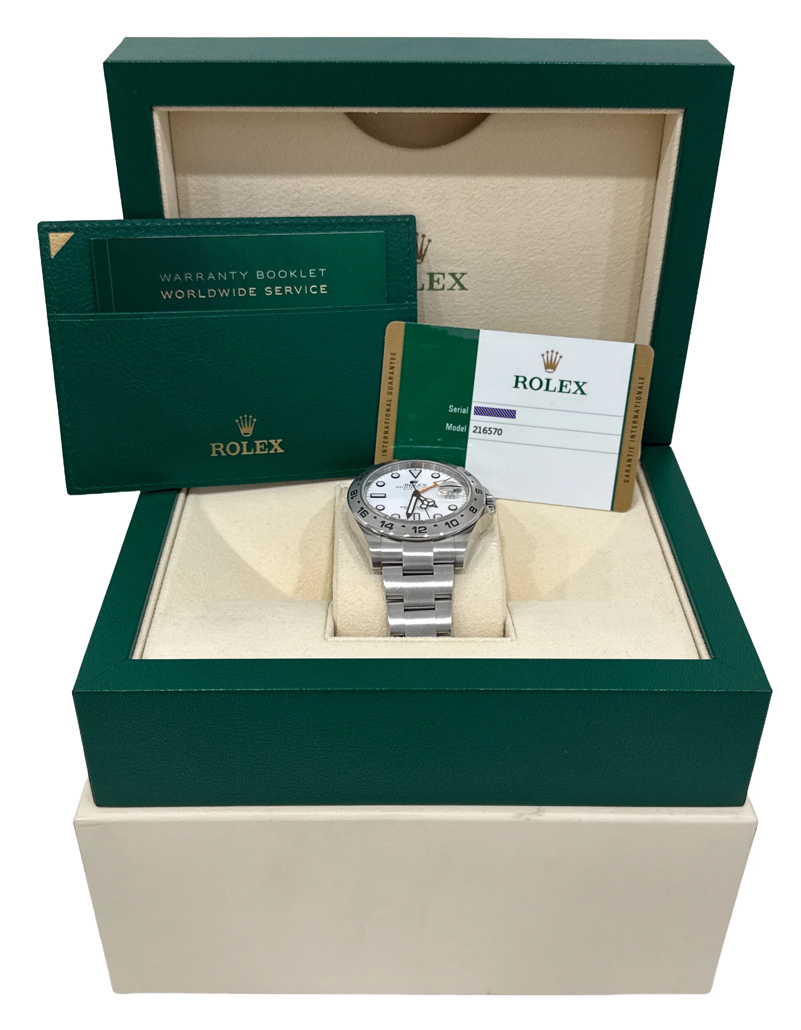 2015 PAPERS Rolex Explorer II 42mm POLAR WHITE Orange Stainless Steel 216570 BOX - Image 2