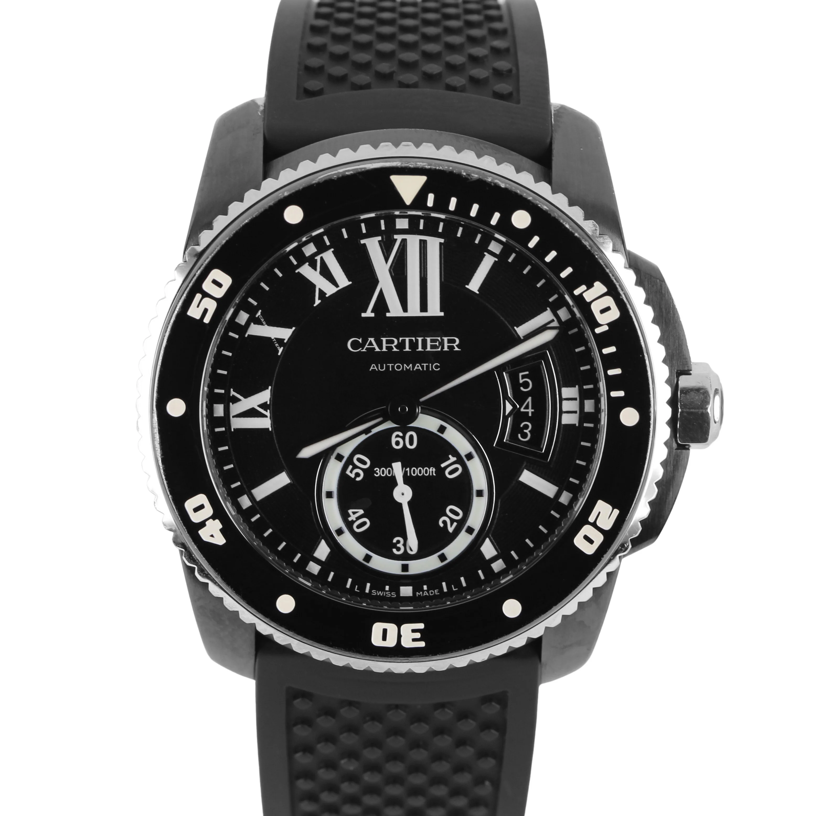 2016 PAPERS Cartier Calibre Diver BLACK Steel Roman 42mm WSCA0006 3729 Watch BOX