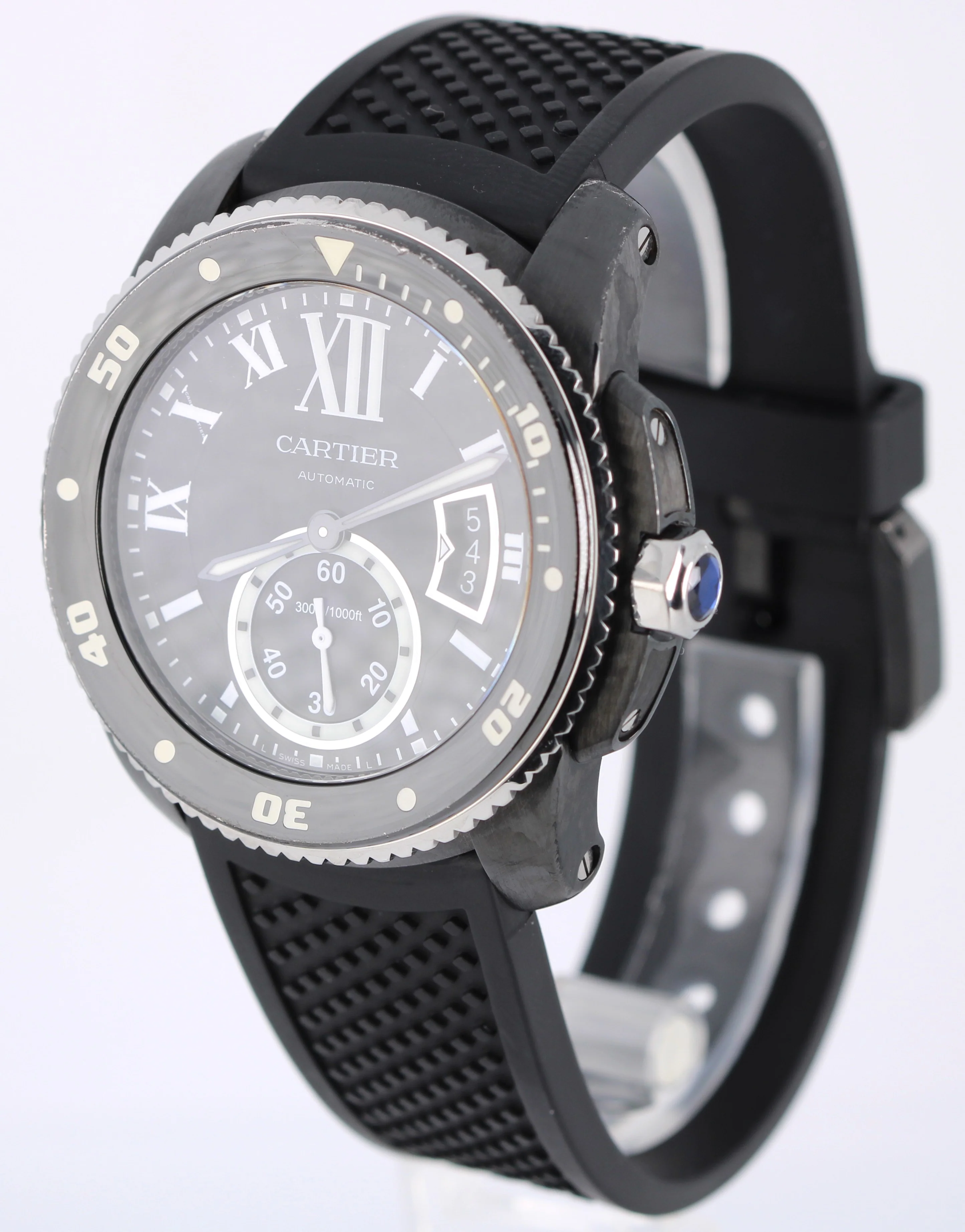 2016 PAPERS Cartier Calibre Diver BLACK Steel Roman 42mm WSCA0006 3729 Watch BOX - Image 3