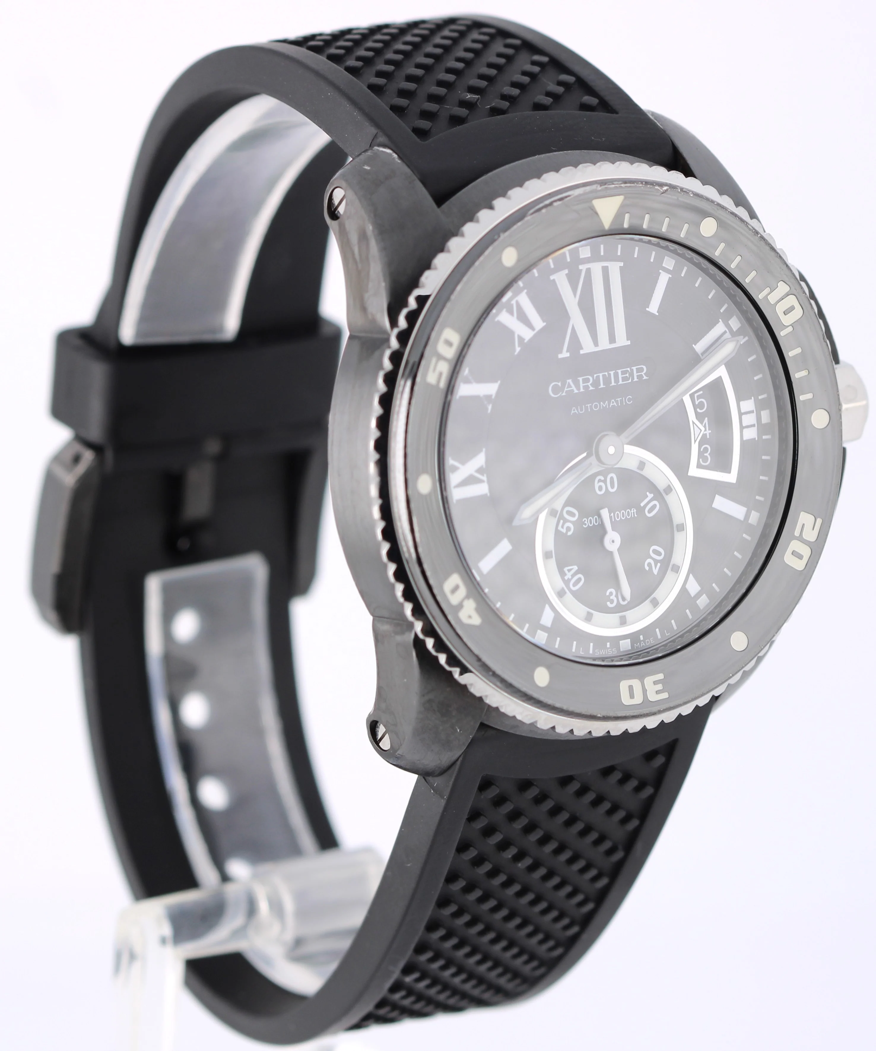 2016 PAPERS Cartier Calibre Diver BLACK Steel Roman 42mm WSCA0006 3729 Watch BOX - Image 4