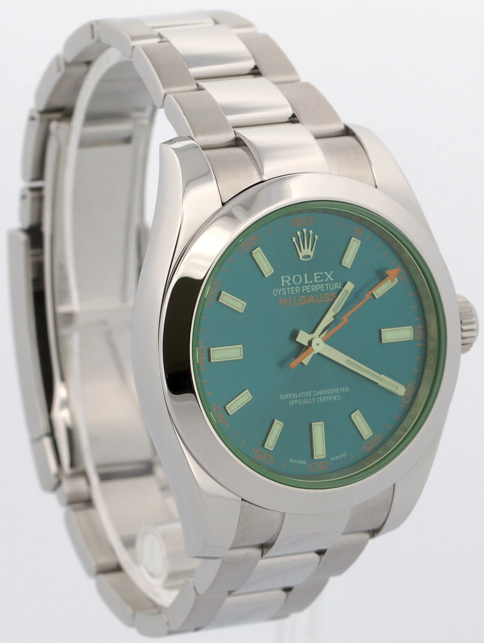 2017 PAPERS Rolex Milgauss BLUE 40mm Z-Blue Green 116400 GV Stainless Watch BOX - Image 4