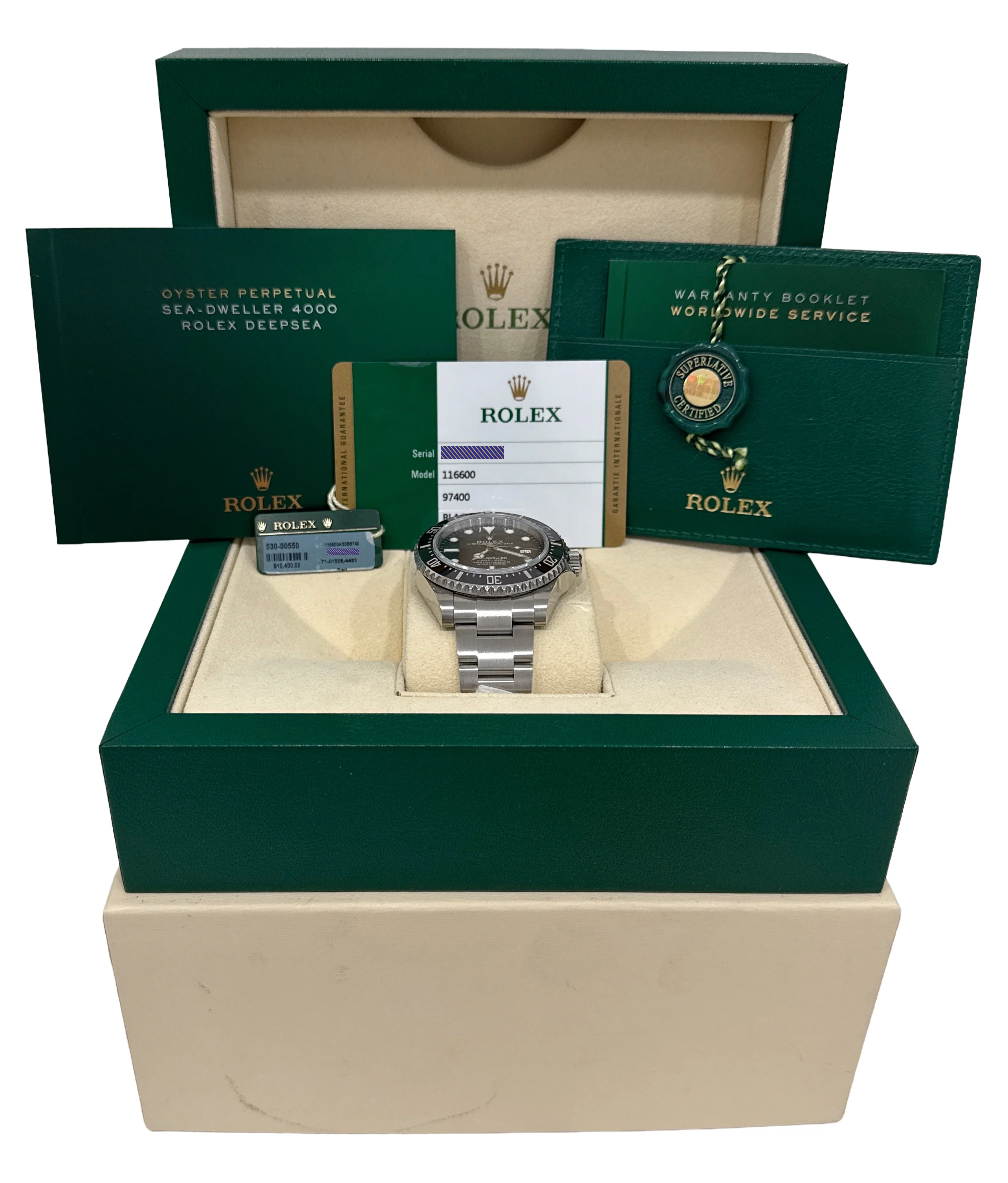 2017 PAPERS Rolex Sea-Dweller 4000 BLACK 40mm Ceramic Steel SD4K 116600 BOX - Image 2