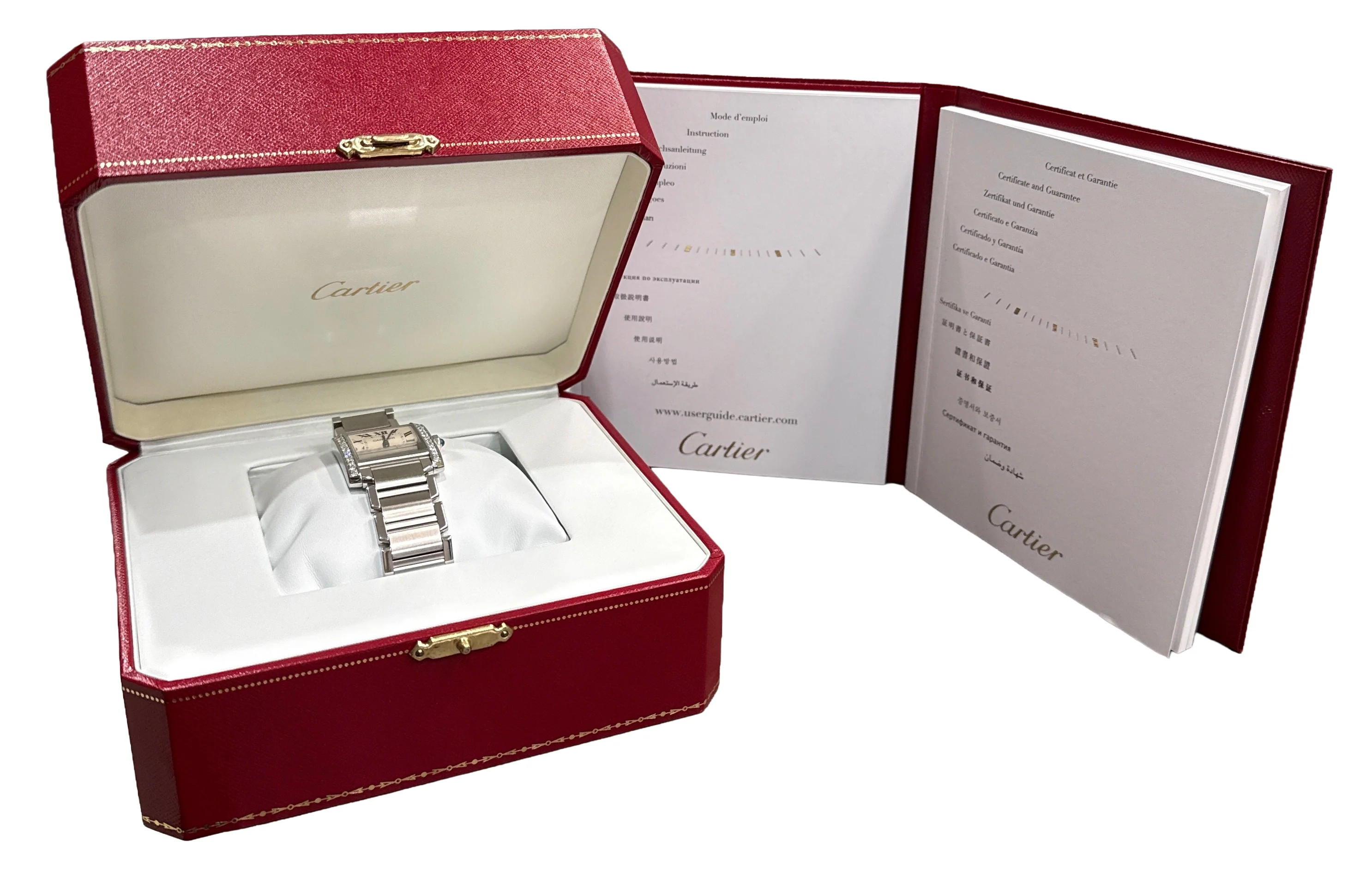 2018 PAPERS Ladies Cartier Tank Francaise 25mm DIAMOND Steel W4TA0009 3751 BOX - Image 2