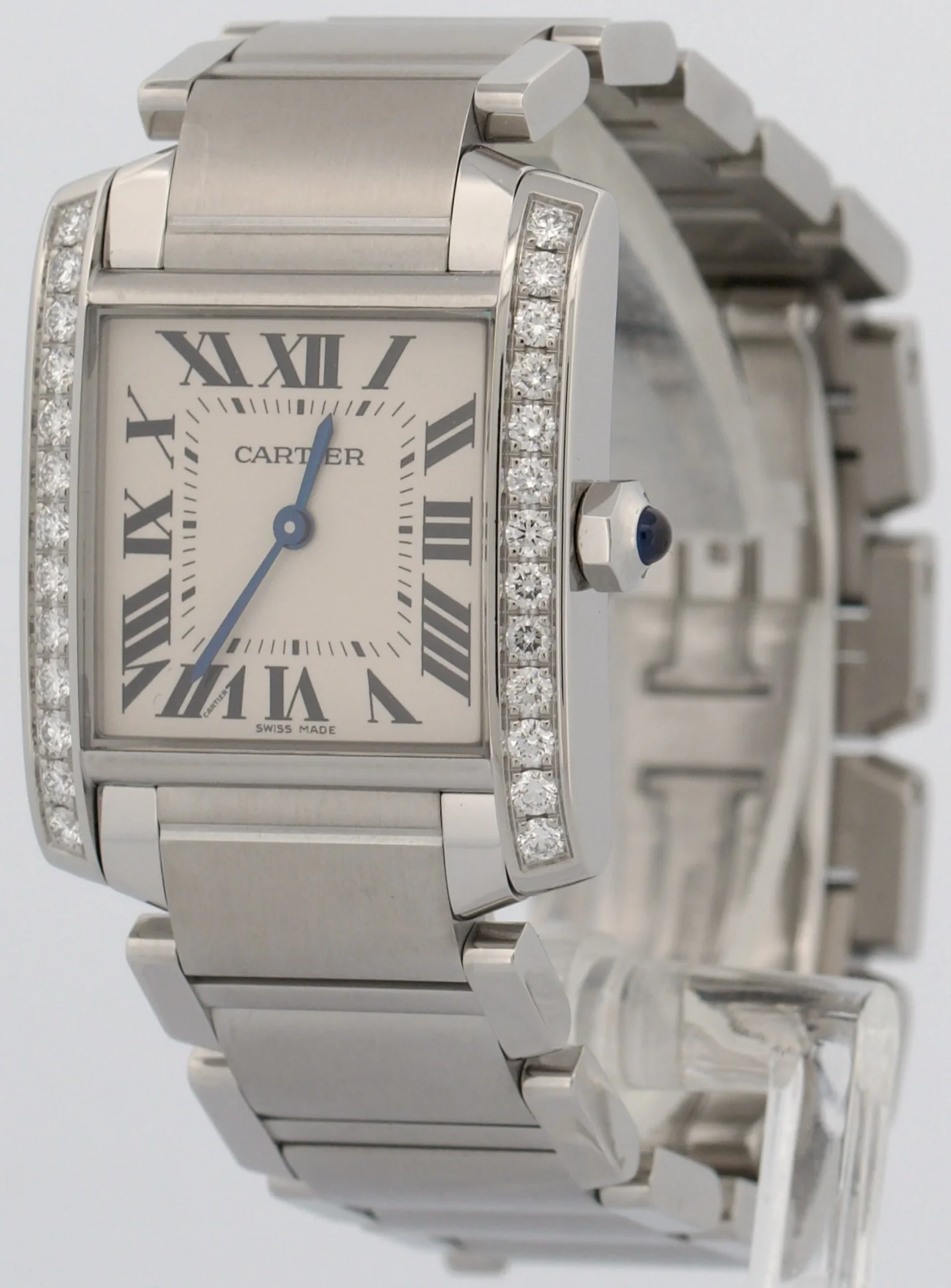 2018 PAPERS Ladies Cartier Tank Francaise 25mm DIAMOND Steel W4TA0009 3751 BOX - Image 3