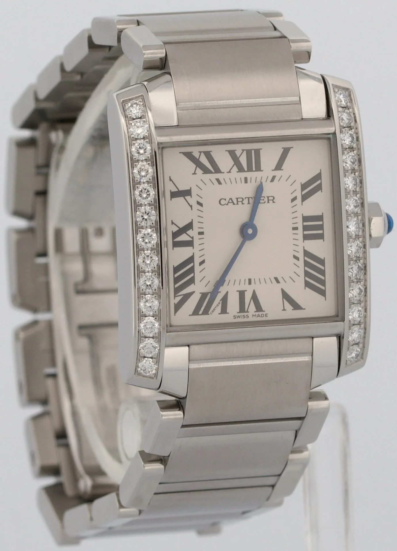 2018 PAPERS Ladies Cartier Tank Francaise 25mm DIAMOND Steel W4TA0009 3751 BOX - Image 4