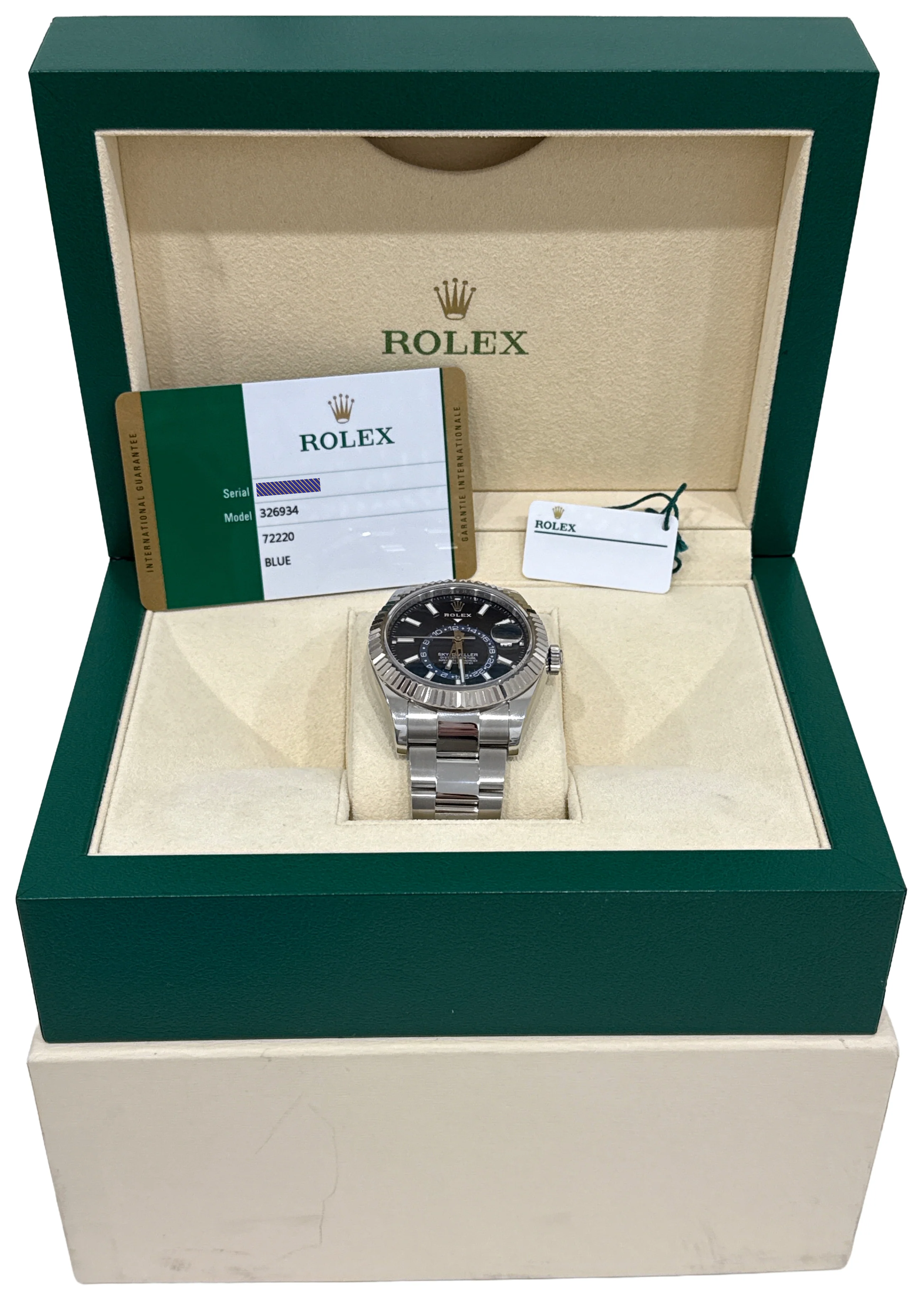 2018 PAPERS Rolex Sky-Dweller BLUE Steel 18K White Gold 42mm OYSTER 326934 BOX - Image 2
