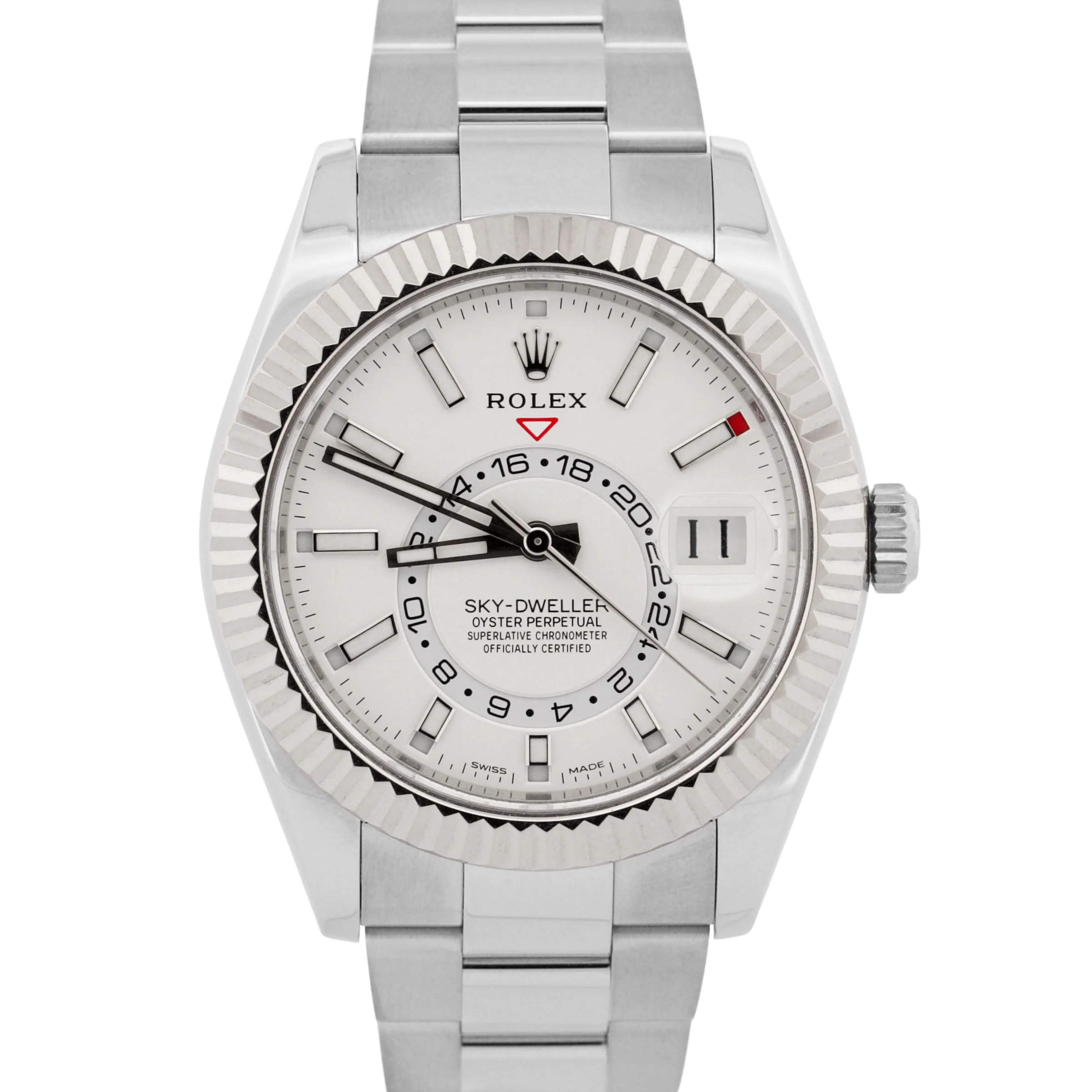 2018 PAPERS Rolex Sky-Dweller WHITE Steel 18K White Gold 42mm OYSTER 326934 BOX