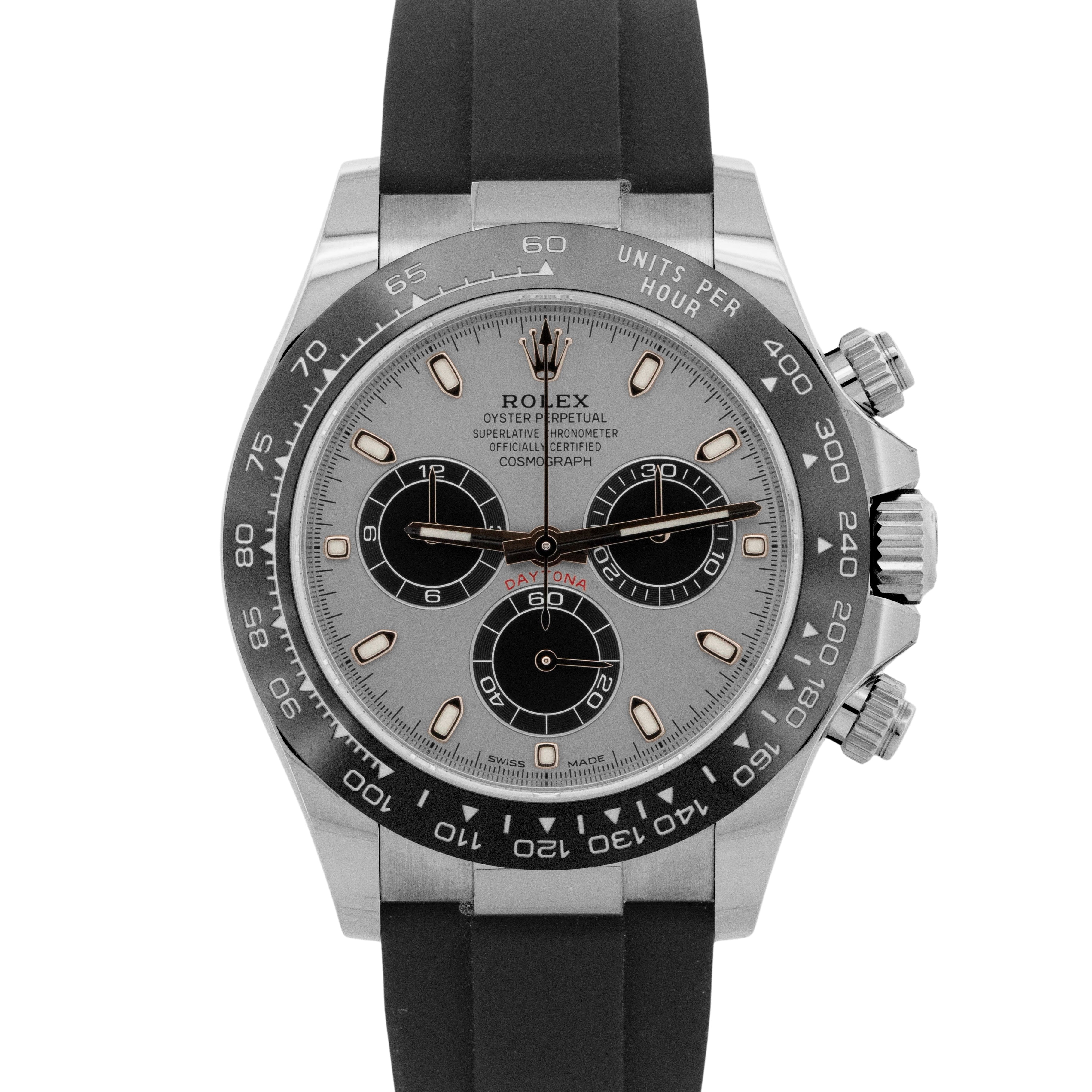 2019 PAPERS Rolex Daytona SILVER GHOST 18K Gold Oysterflex 40mm 116519 LN BOX