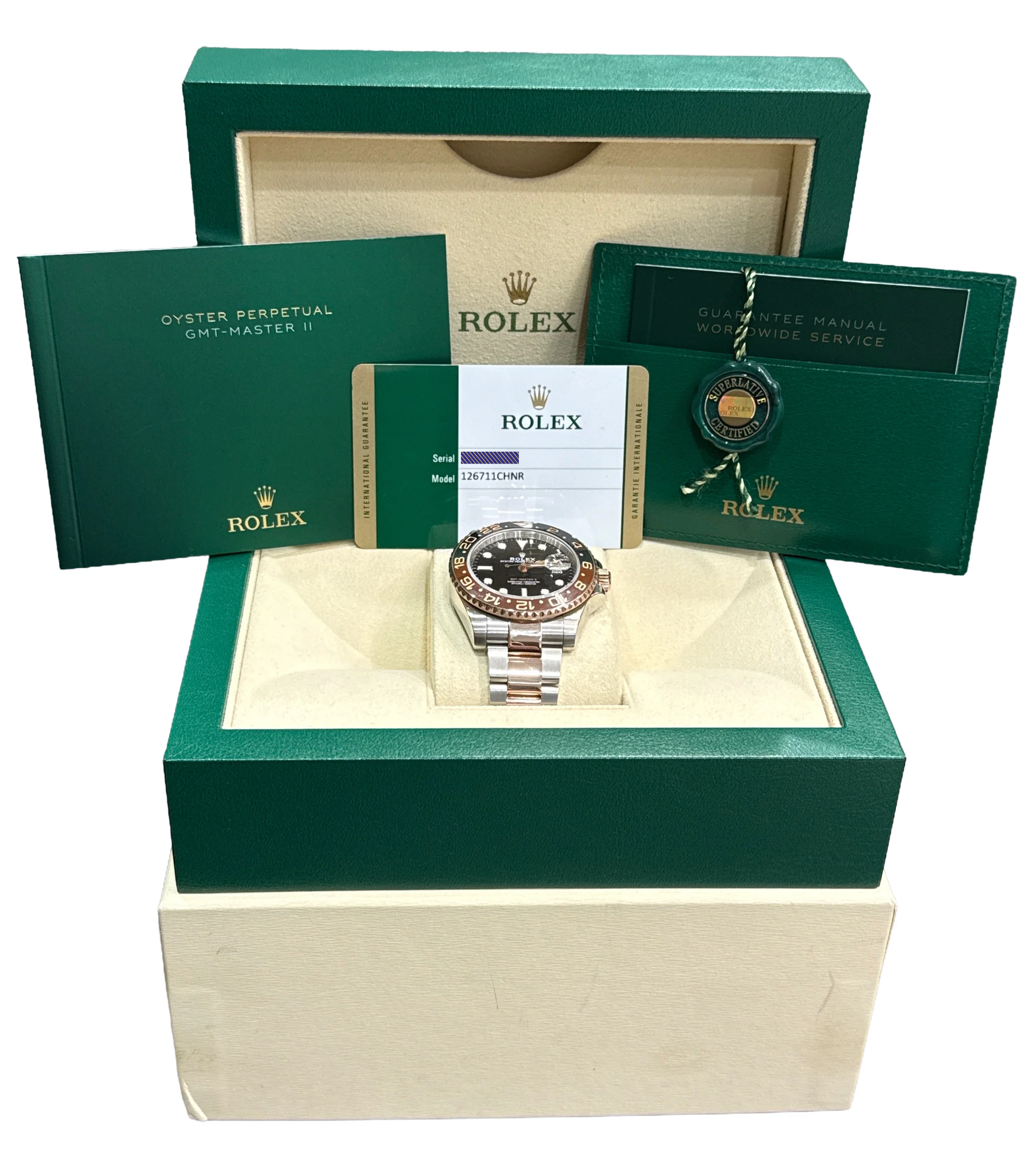 2019 PAPERS Rolex GMT-Master II ROOT BEER Brown 18K Gold 40mm 126711 CHNR BOX - Image 2