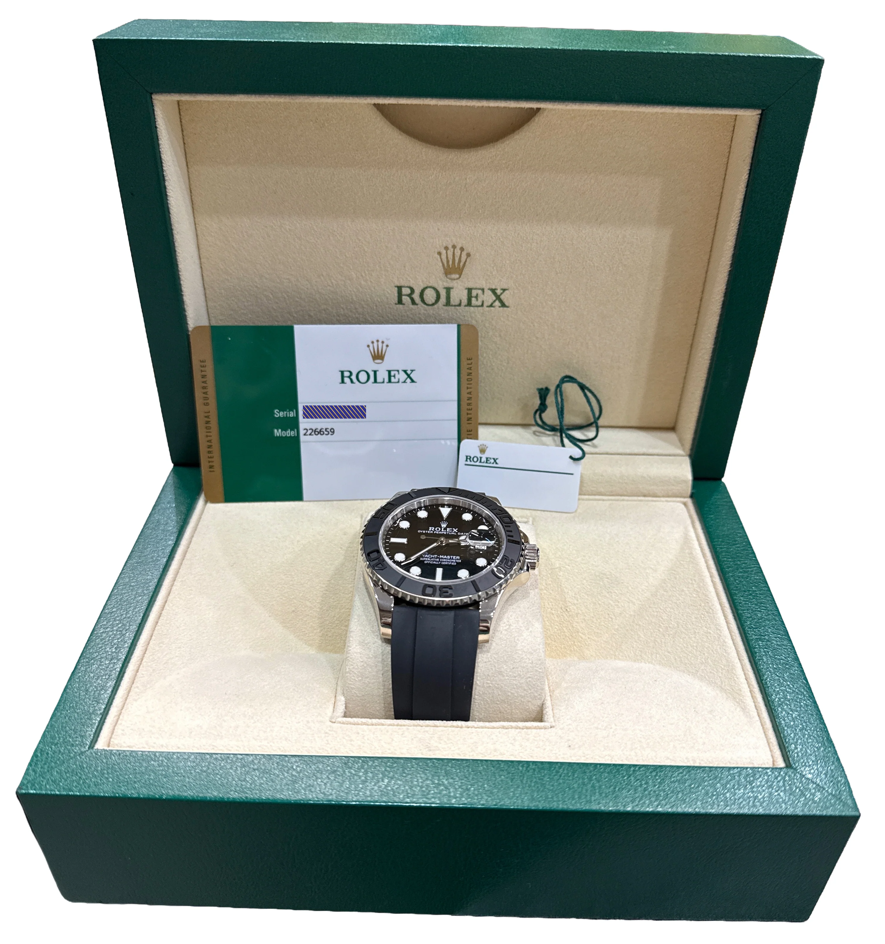 2019 PAPERS Rolex Yacht-Master BLACK 18K White Gold Oysterflex 42mm 226659 BOX - Image 2