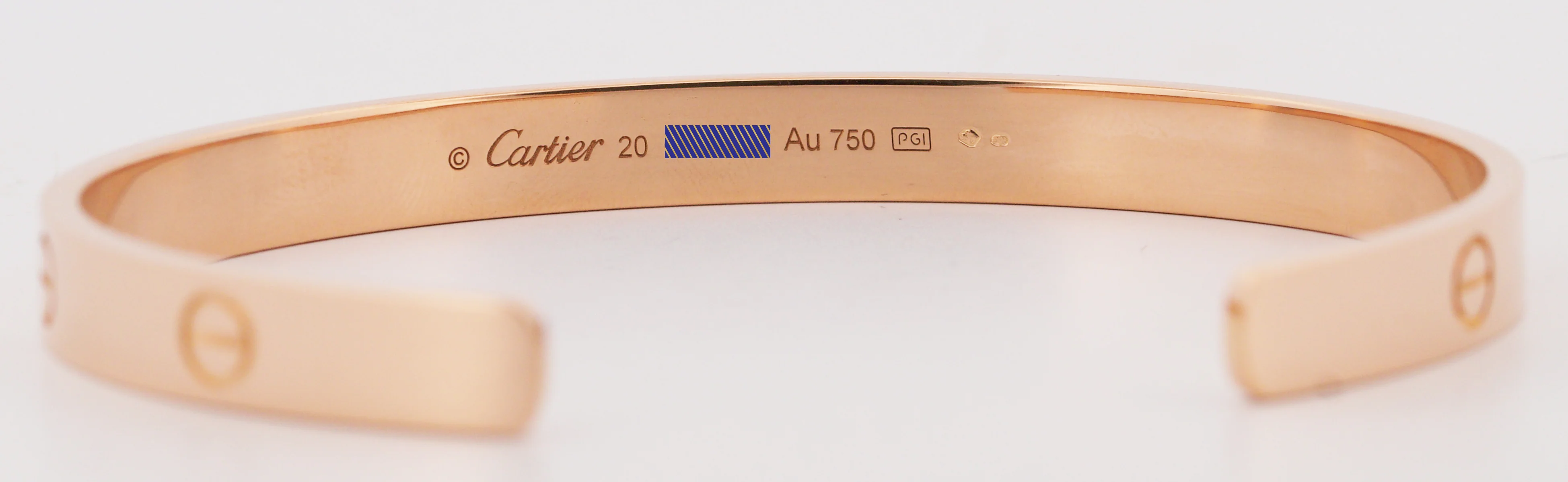 2020 PAPERS Cartier LOVE CUFF Bracelet Solid 18K Rose Gold Size 20 AU 750 BOX - Image 5