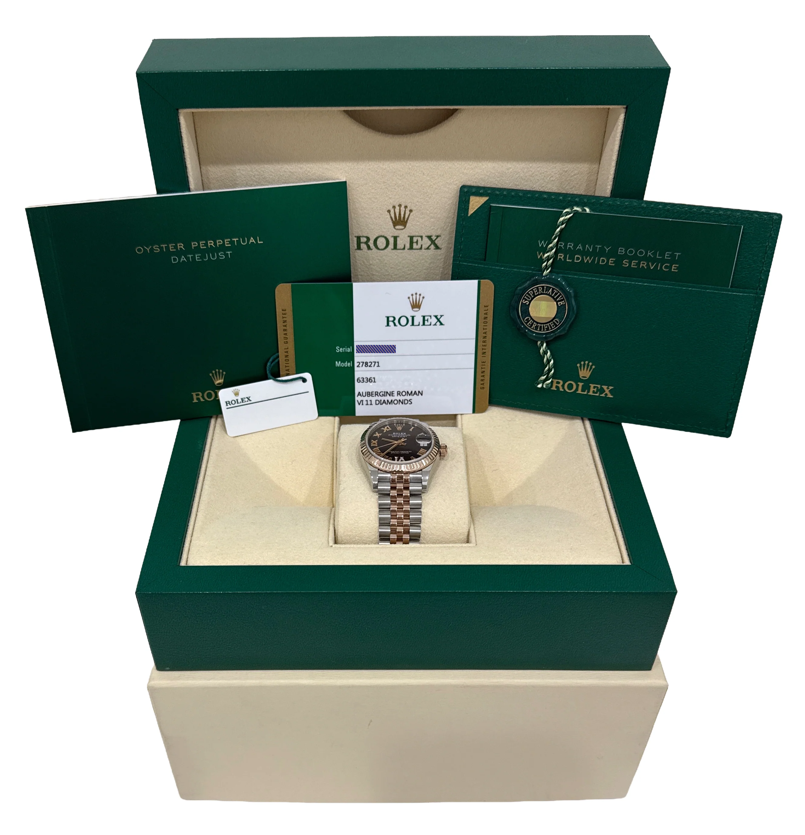 2020 PAPERS Rolex DateJust 31mm PURPLE DIAMOND Jubilee 18K Gold Steel 278271 BOX - Image 2