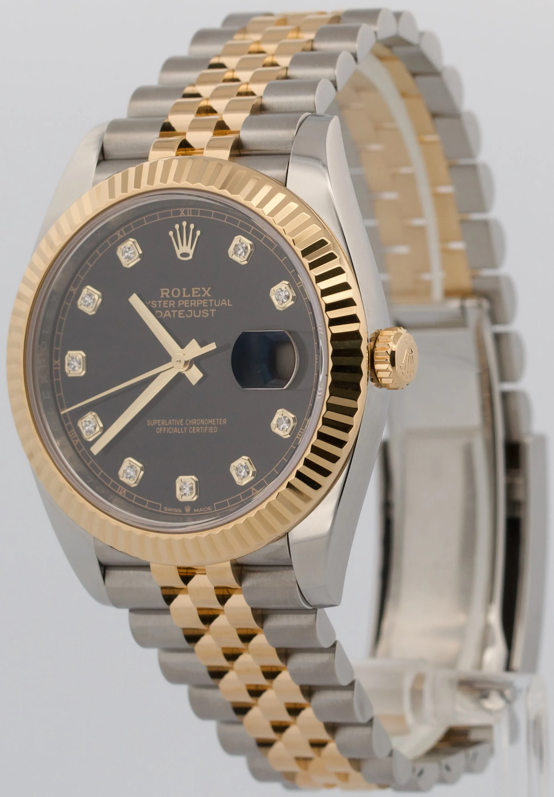 2020 PAPERS Rolex DateJust BLACK DIAMOND 18K Gold Steel JUBILEE 41mm 126333 BOX - Image 3