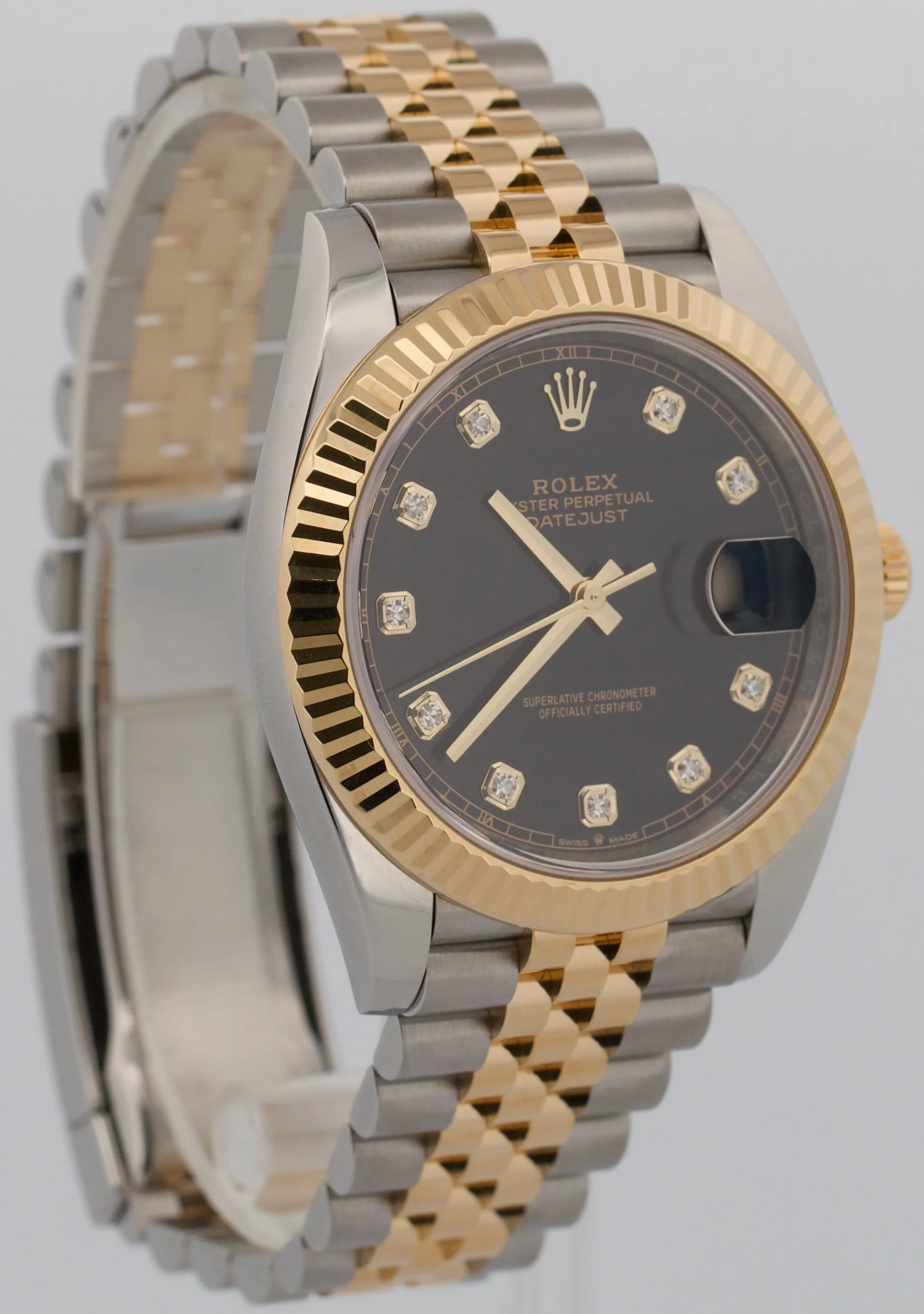 2020 PAPERS Rolex DateJust BLACK DIAMOND 18K Gold Steel JUBILEE 41mm 126333 BOX - Image 4