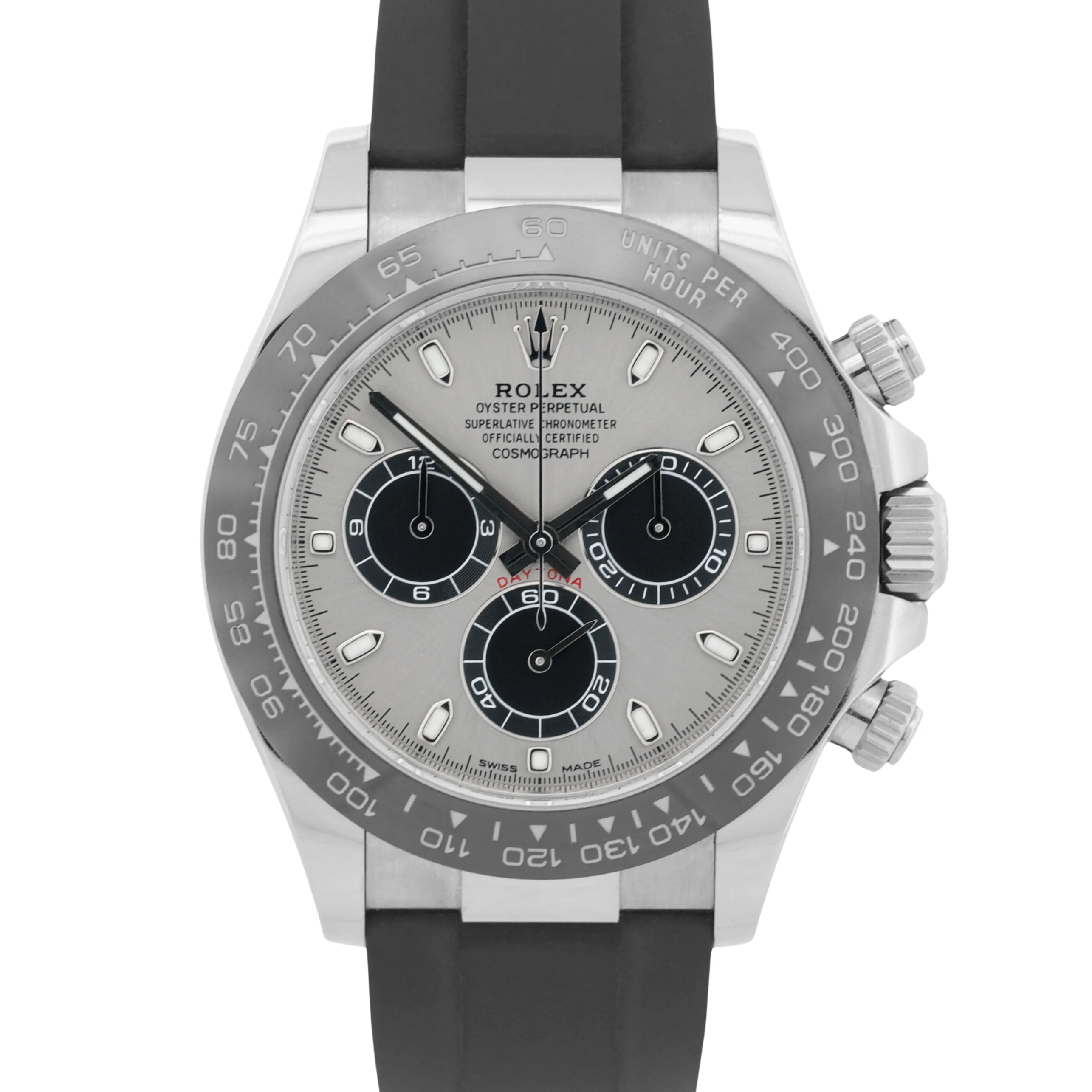 2020 PAPERS Rolex Daytona SILVER GHOST 18K Gold Oysterflex 40mm 116519 LN BOX