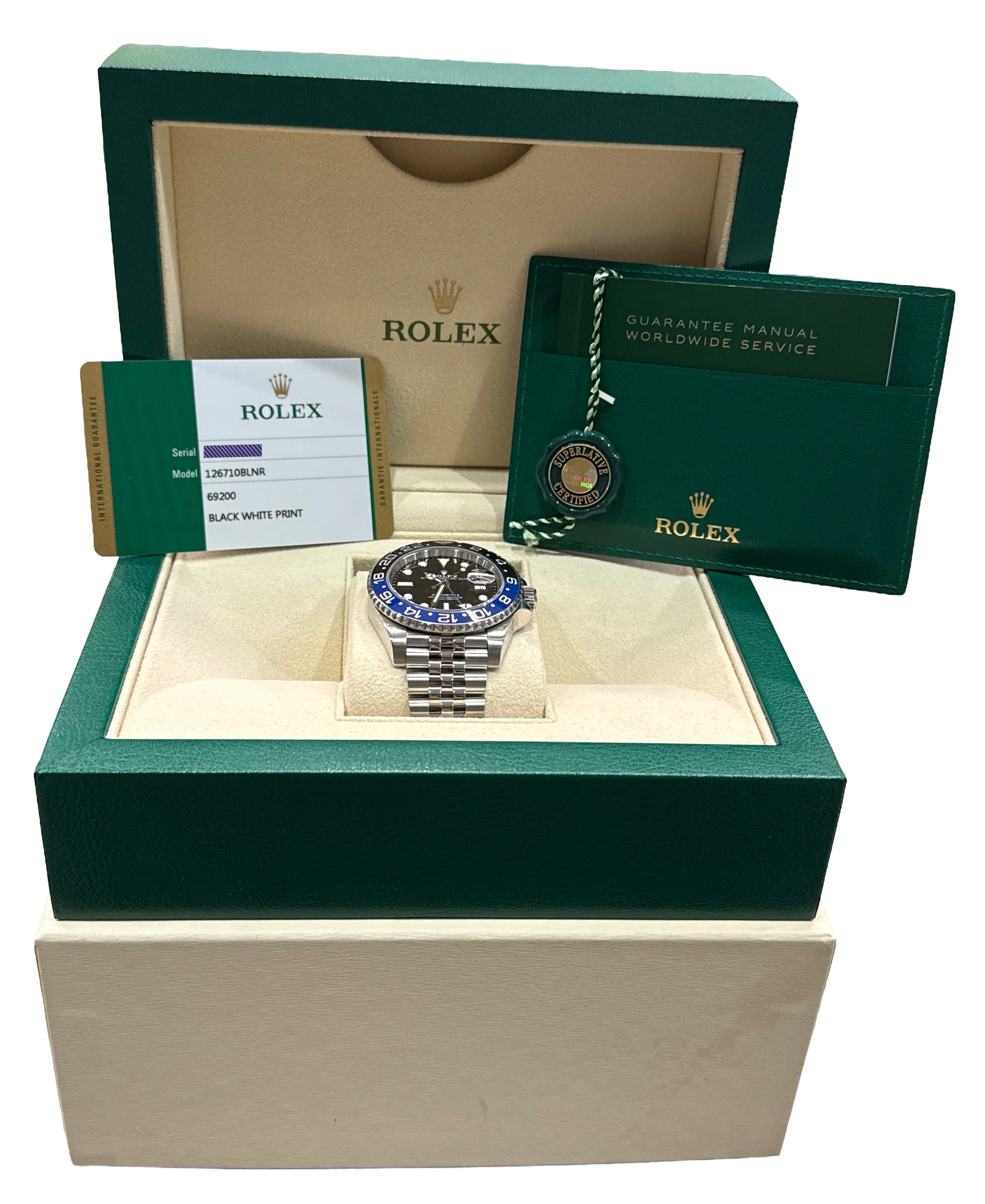 2020 PAPERS Rolex GMT-Master II BATGIRL Blue Black JUBILEE 40mm 126710 BLNR BOX - Image 2