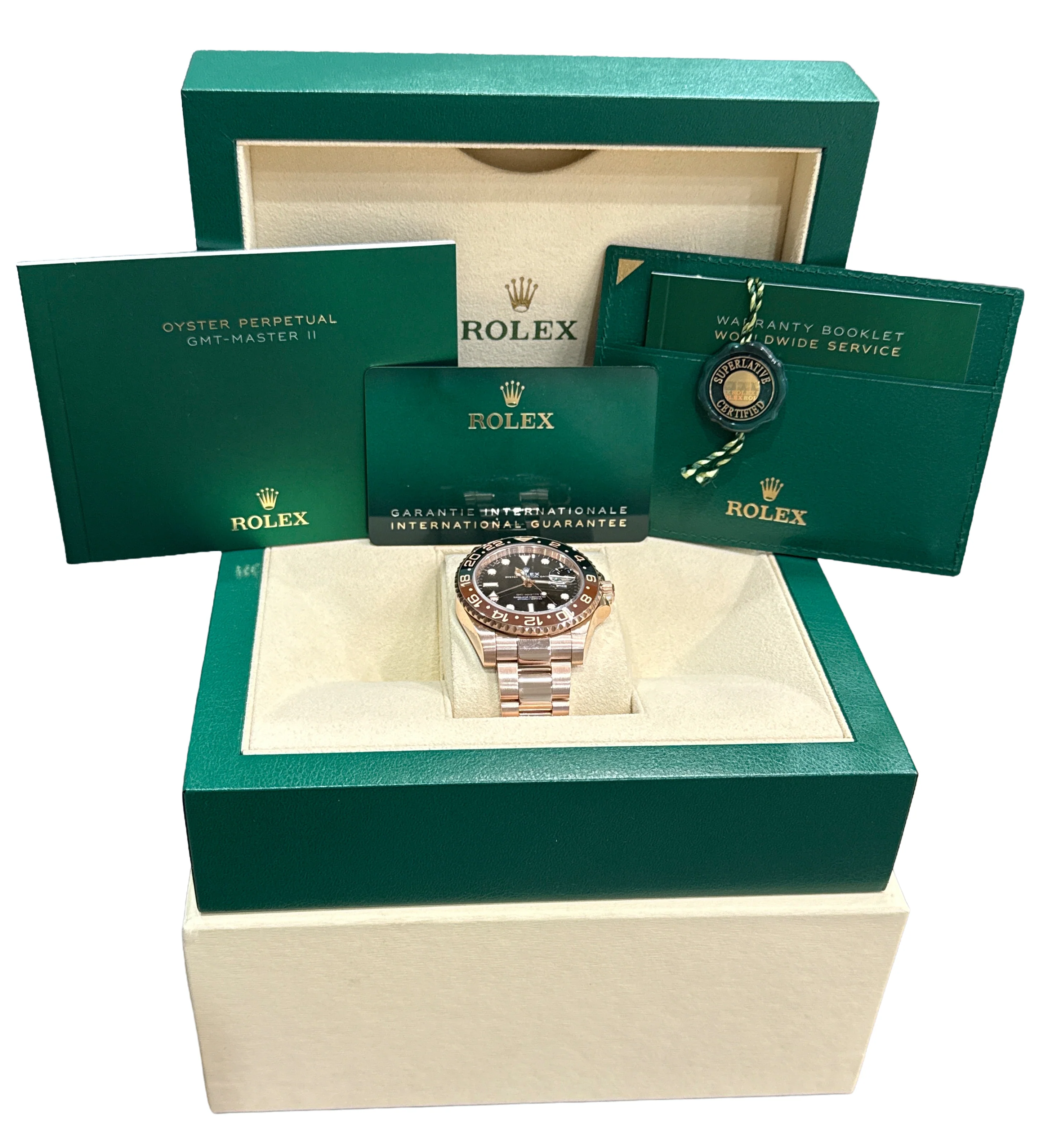 2020 PAPERS Rolex GMT-Master II ROOT BEER 18K Rose Gold 40mm 126715 CHNR BOX - Image 2