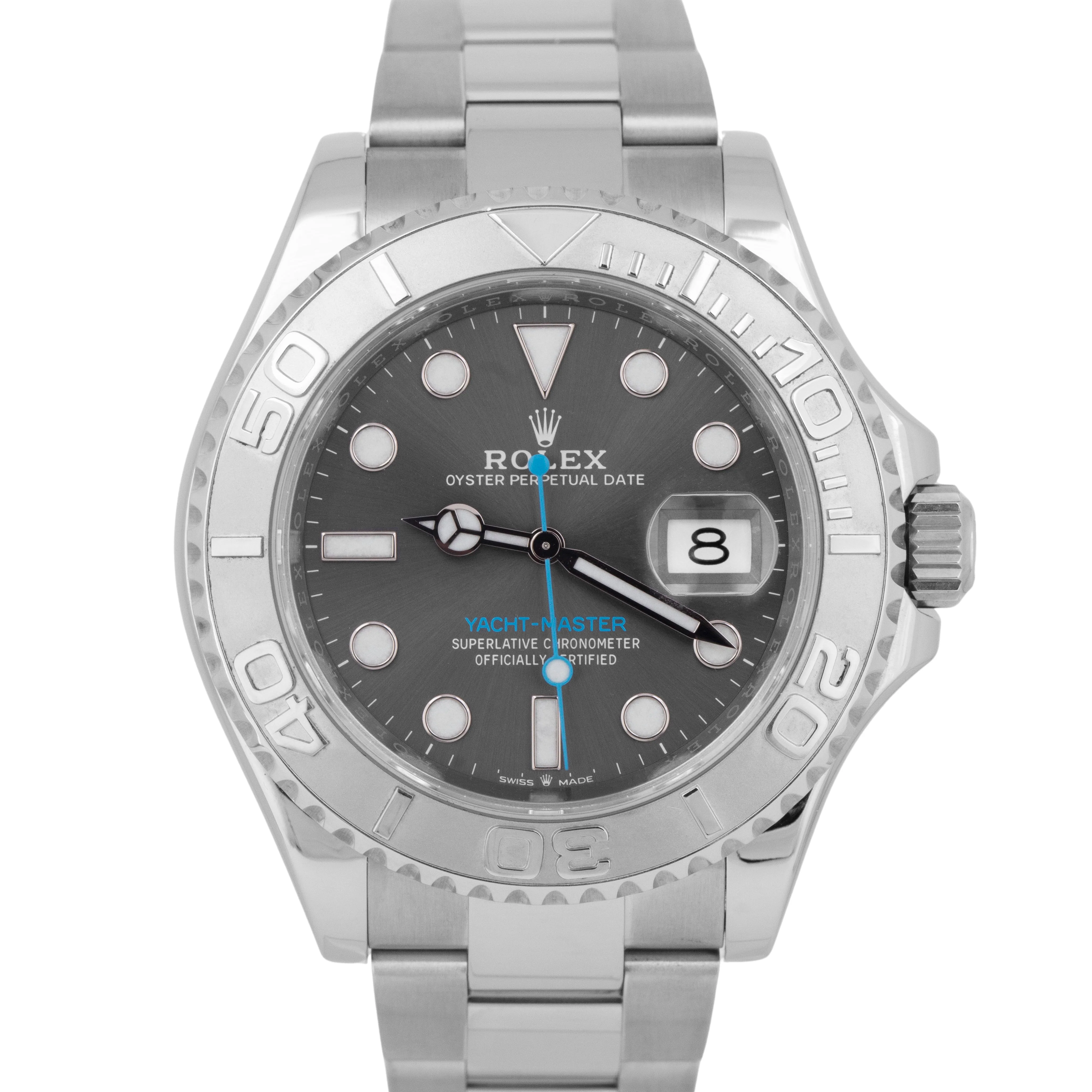NEW PAPERS Rolex Yacht-Master 40 Rhodium Blue Platinum Steel 126622 Watch BOX