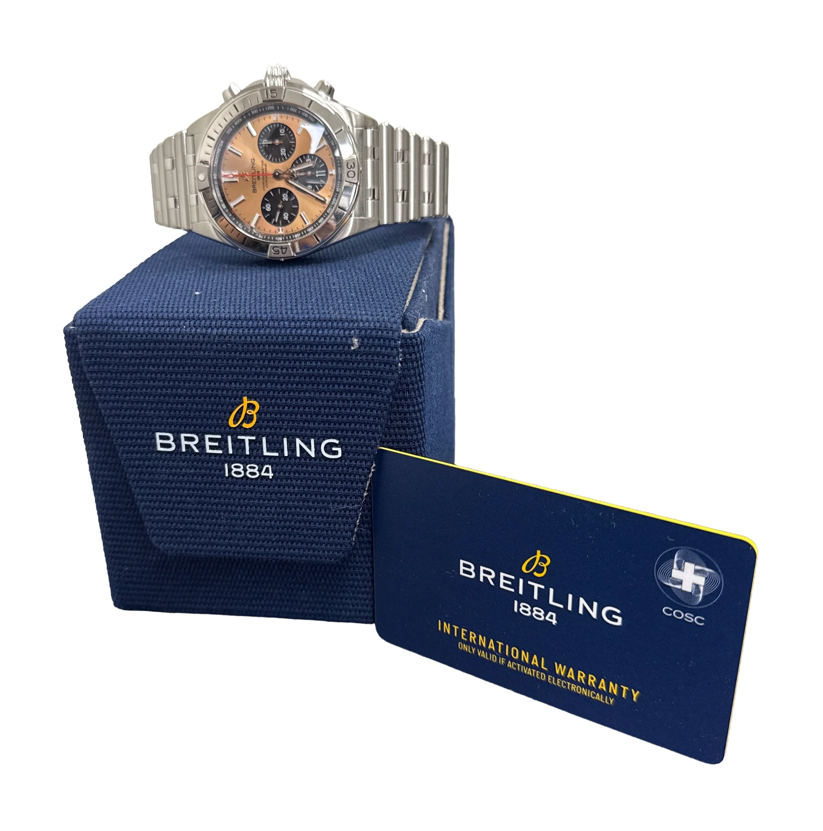 2021 PAPERS Breitling Chronomat B01 SALMON Stainless Steel 42mm AB0134 BOX - Image 2