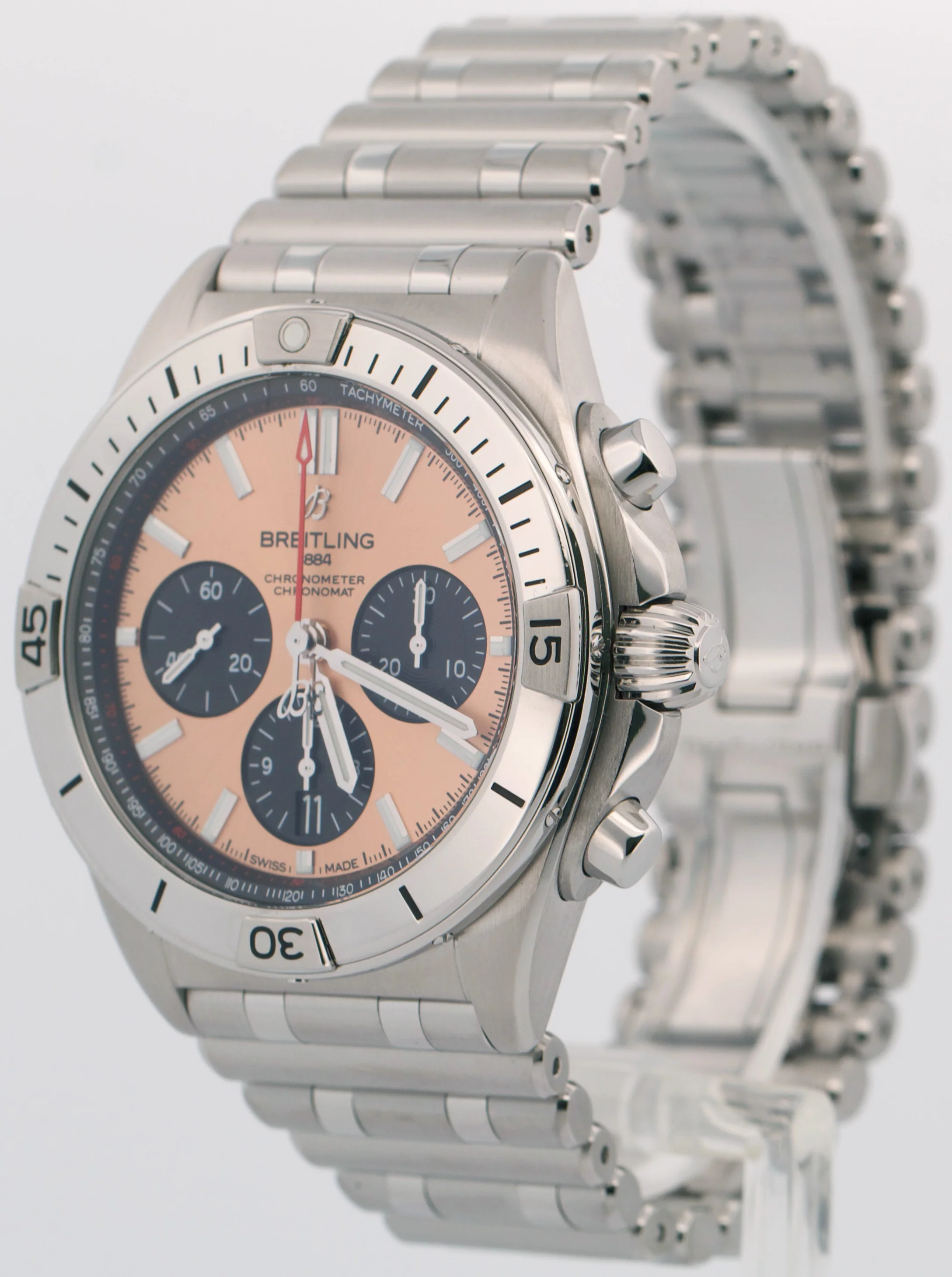 2021 PAPERS Breitling Chronomat B01 SALMON Stainless Steel 42mm AB0134 BOX - Image 3