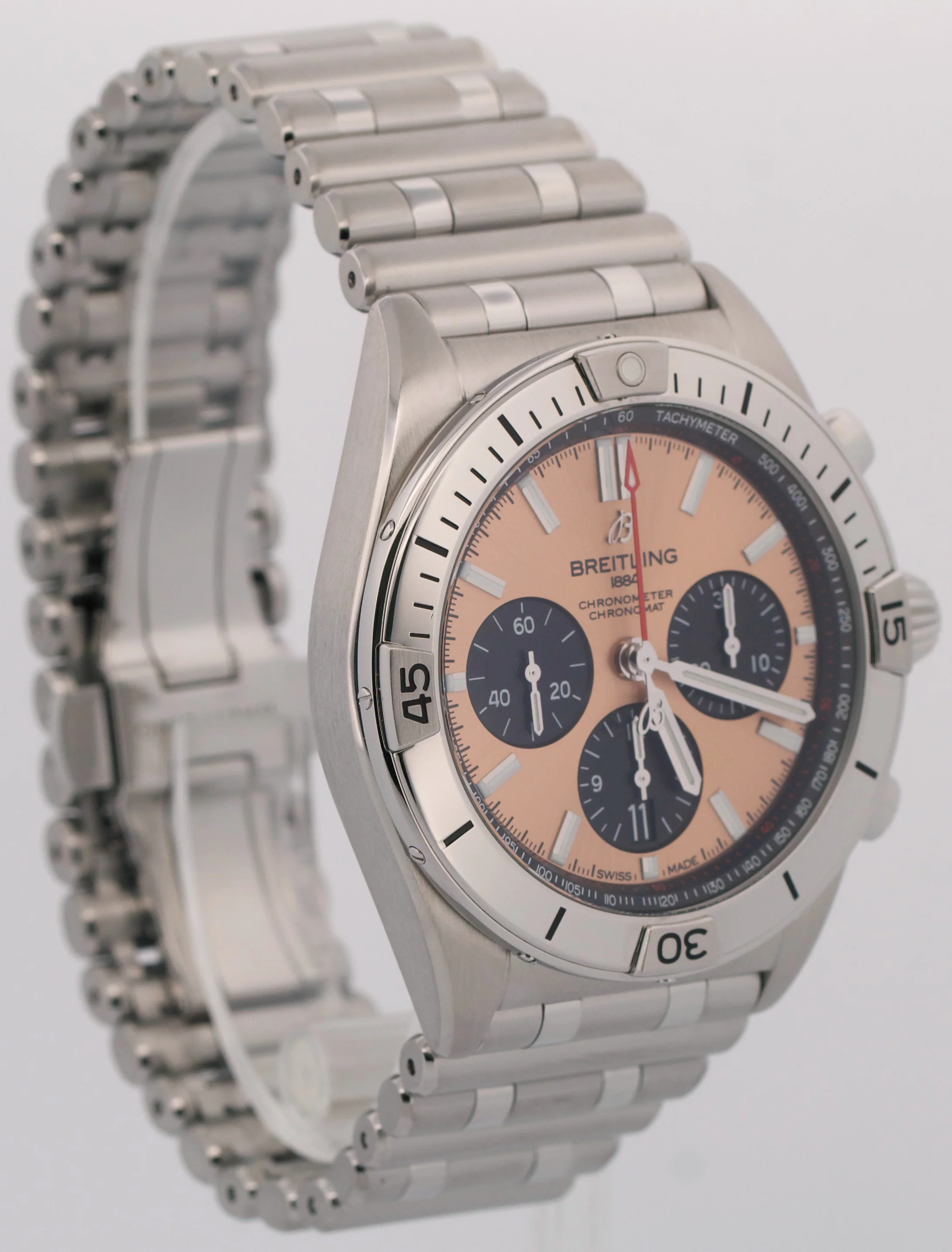 2021 PAPERS Breitling Chronomat B01 SALMON Stainless Steel 42mm AB0134 BOX - Image 4