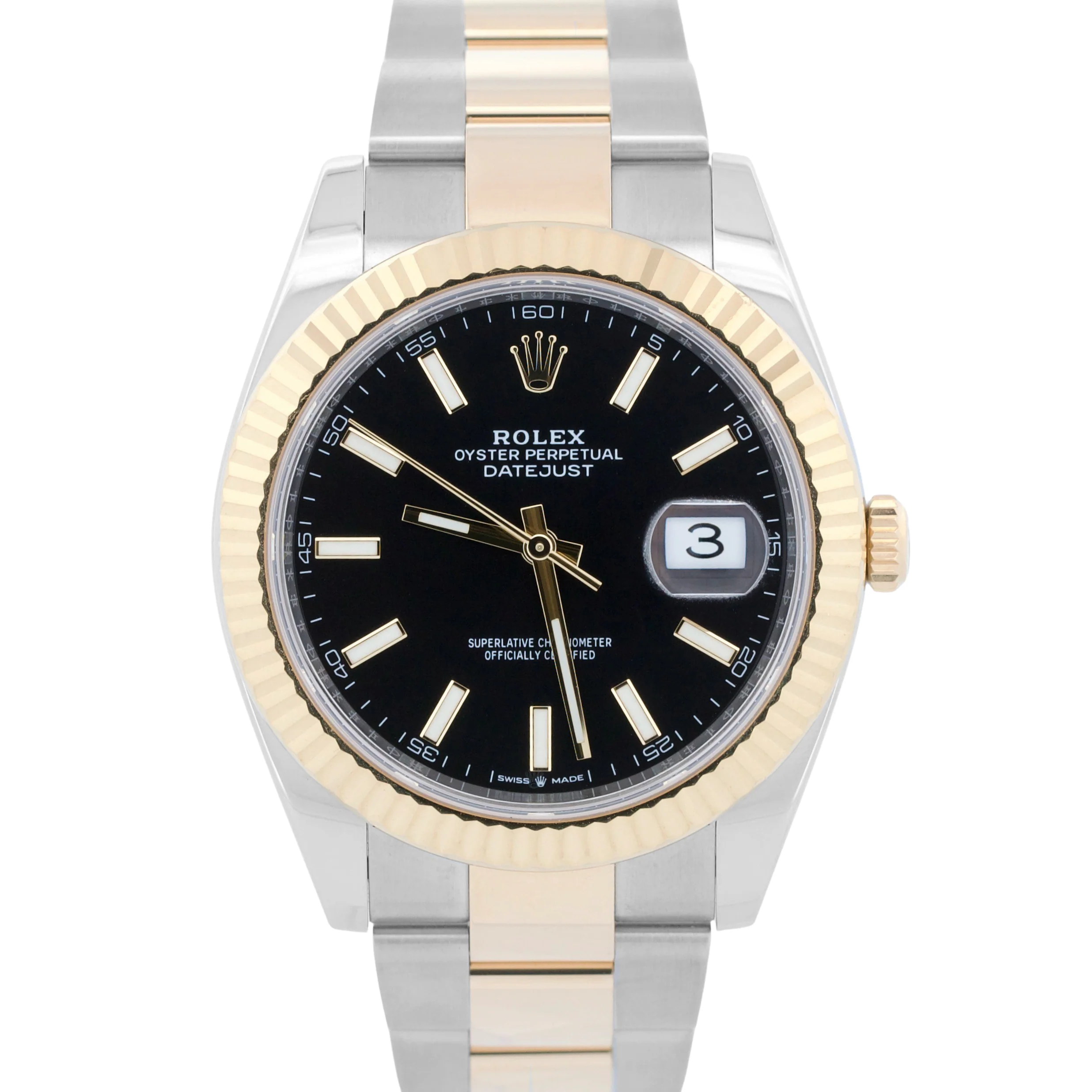 2021 PAPERS Rolex DateJust 41 BLACK 18K Gold Steel OYSTER 41mm 126333 Watch BOX