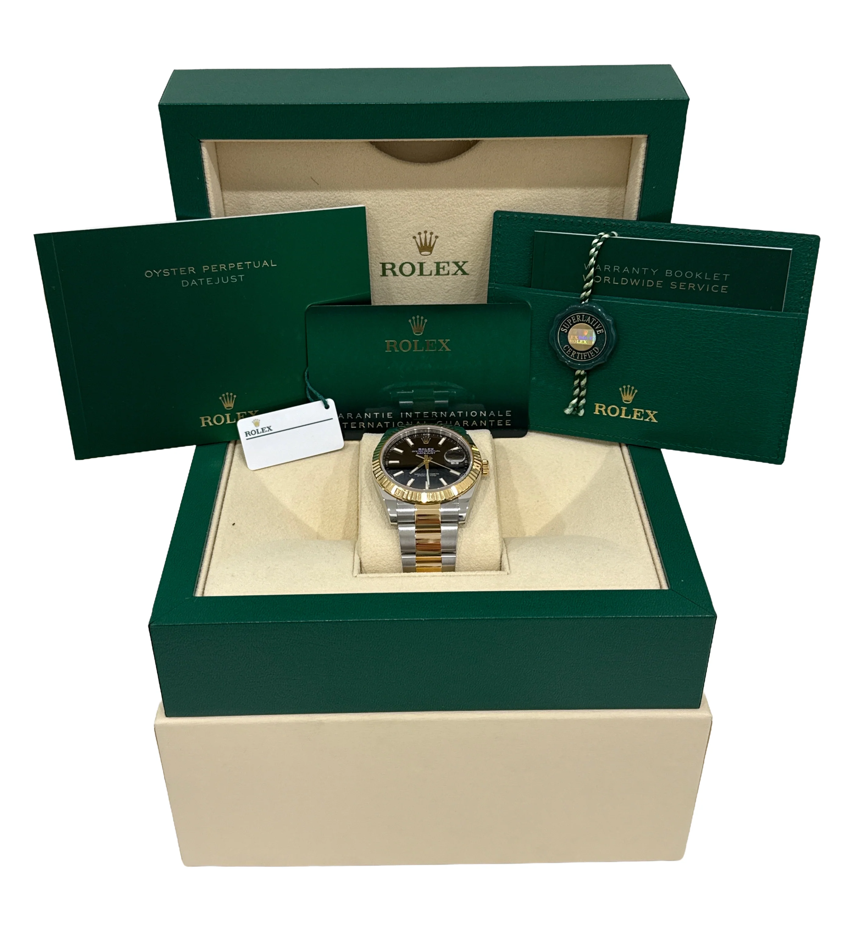 2021 PAPERS Rolex DateJust 41 BLACK 18K Gold Steel OYSTER 41mm 126333 Watch BOX - Image 2