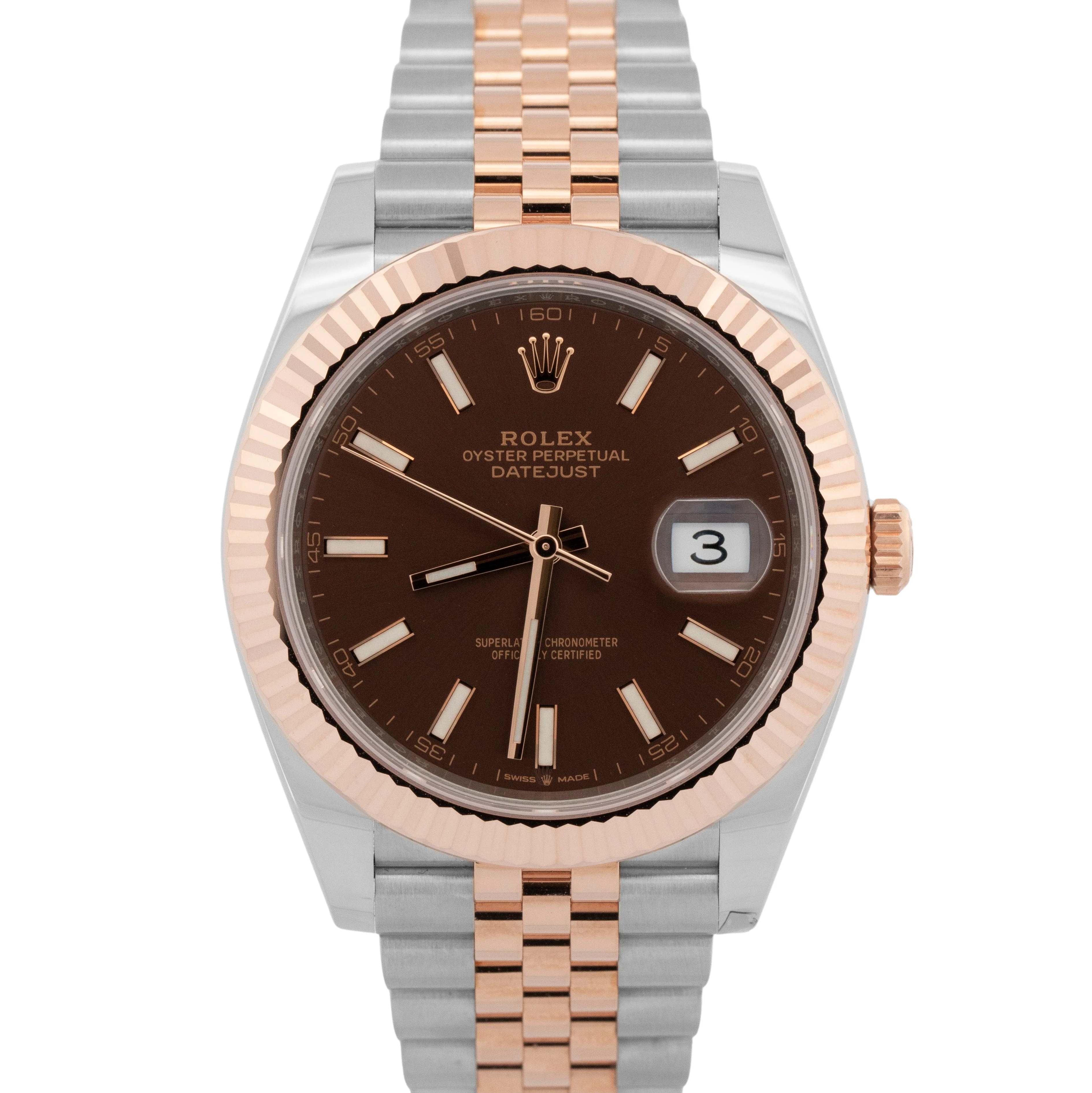2021 PAPERS Rolex DateJust 41mm Chocolate JUBILEE Two-Tone Gold 126331 Watch BOX