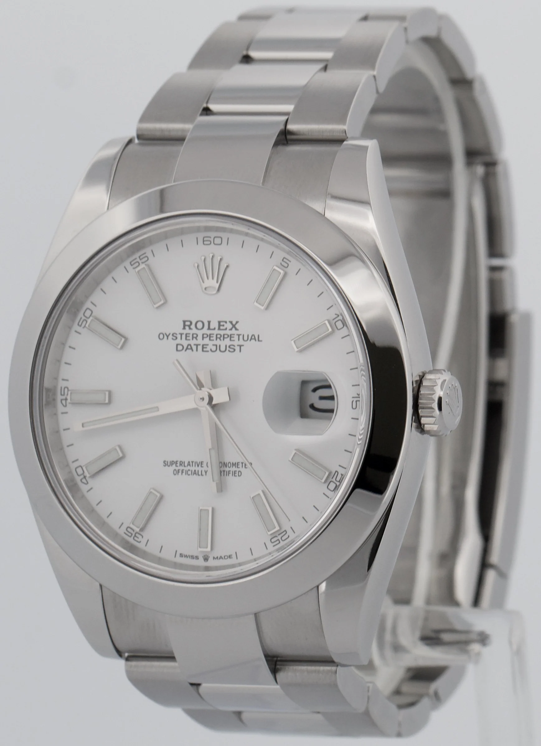 PAPERS Rolex DateJust 41mm WHITE Stainless Steel Smooth OYSTER 126300 Watch BOX - Image 3