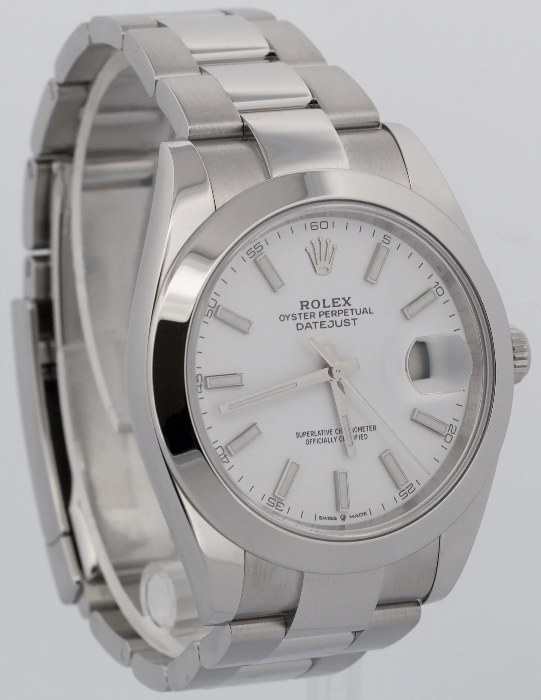 PAPERS Rolex DateJust 41mm WHITE Stainless Steel Smooth OYSTER 126300 Watch BOX - Image 4
