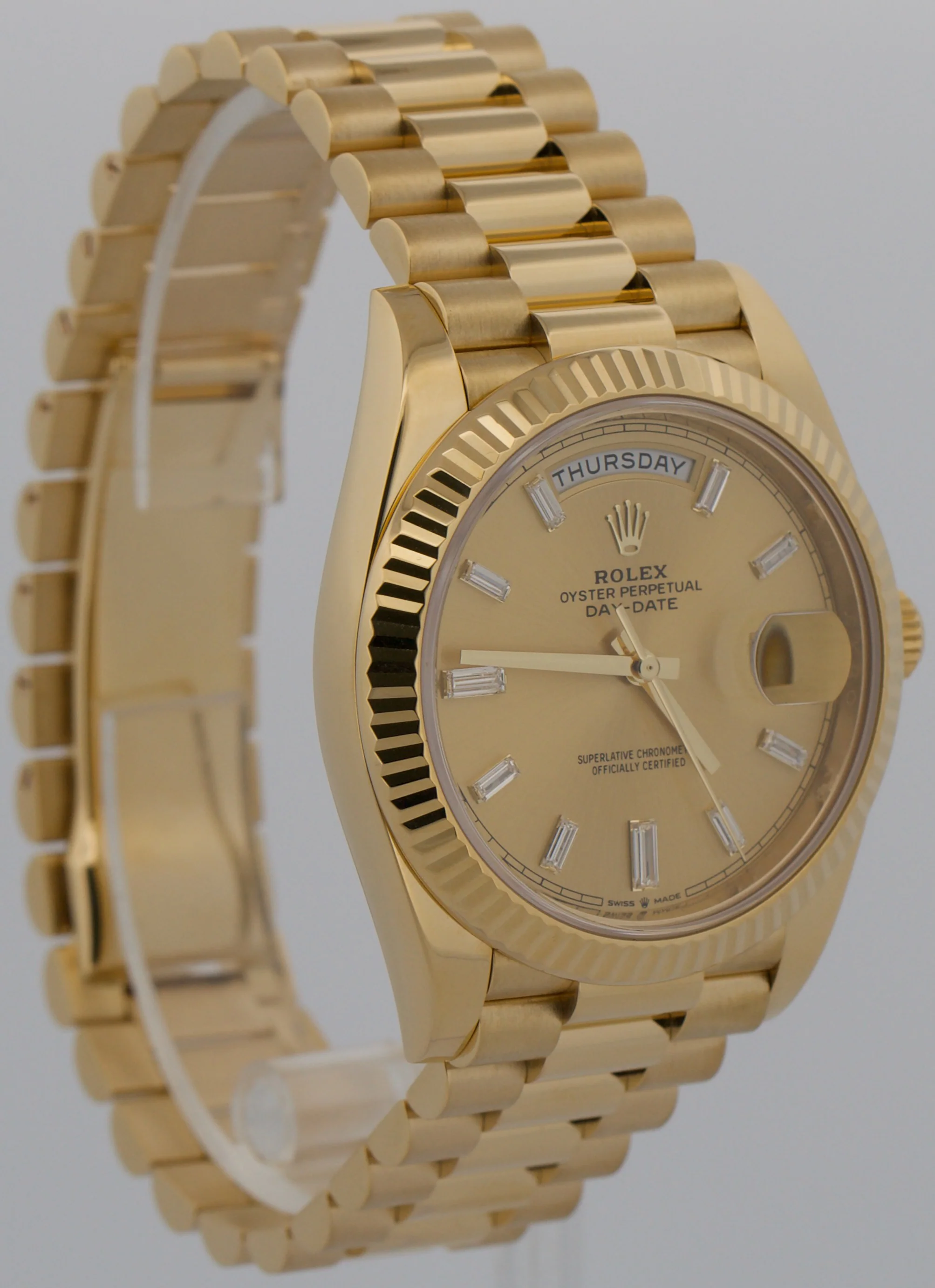 2021 PAPERS Rolex Day-Date President 40mm CHAMPAGNE BAGUETTE 18K Gold 228238 BOX - Image 4