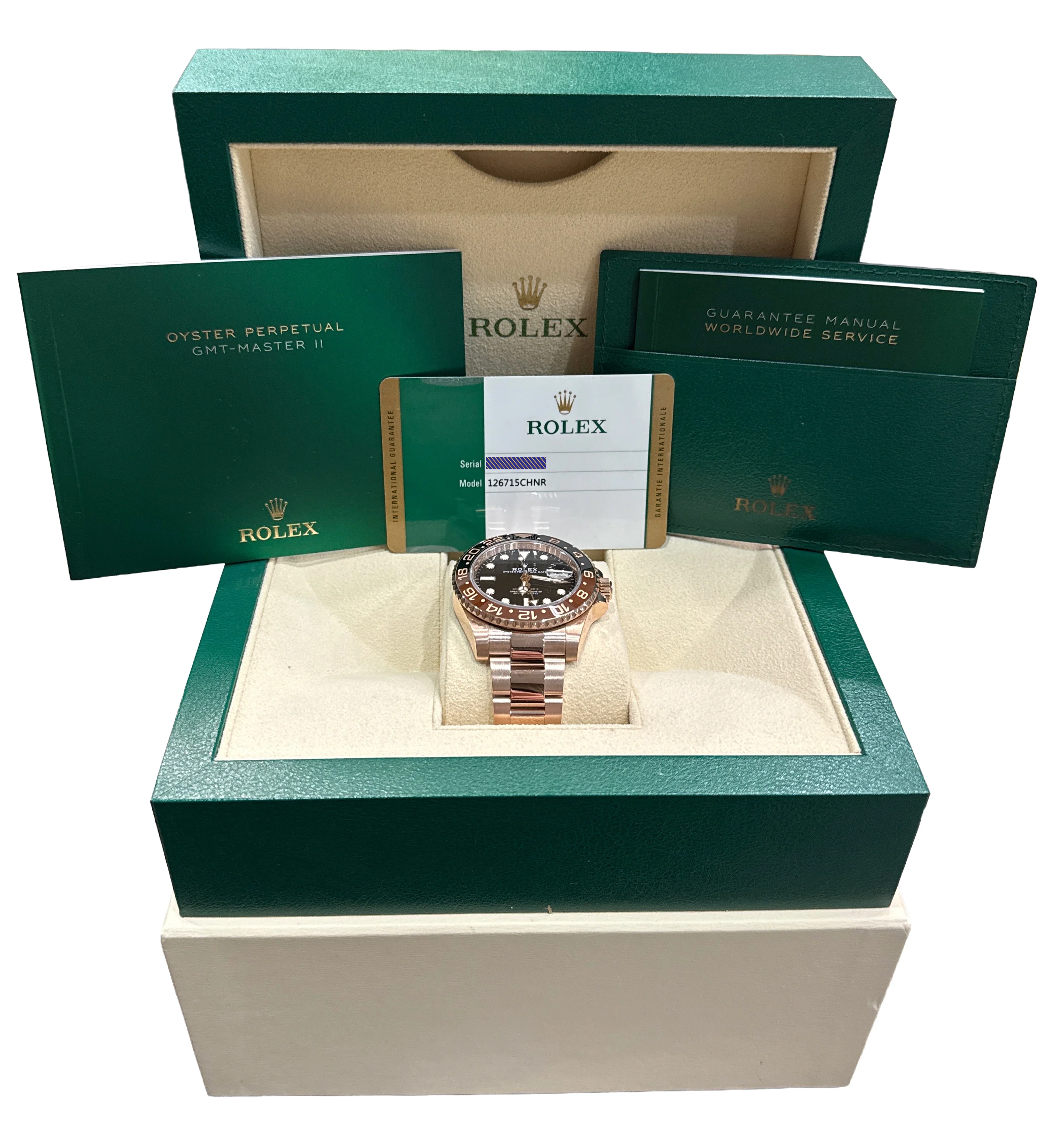 2021 PAPERS Rolex GMT-Master II ROOT BEER 18K Gold Steel 40mm 126715 CHNR BOX - Image 2