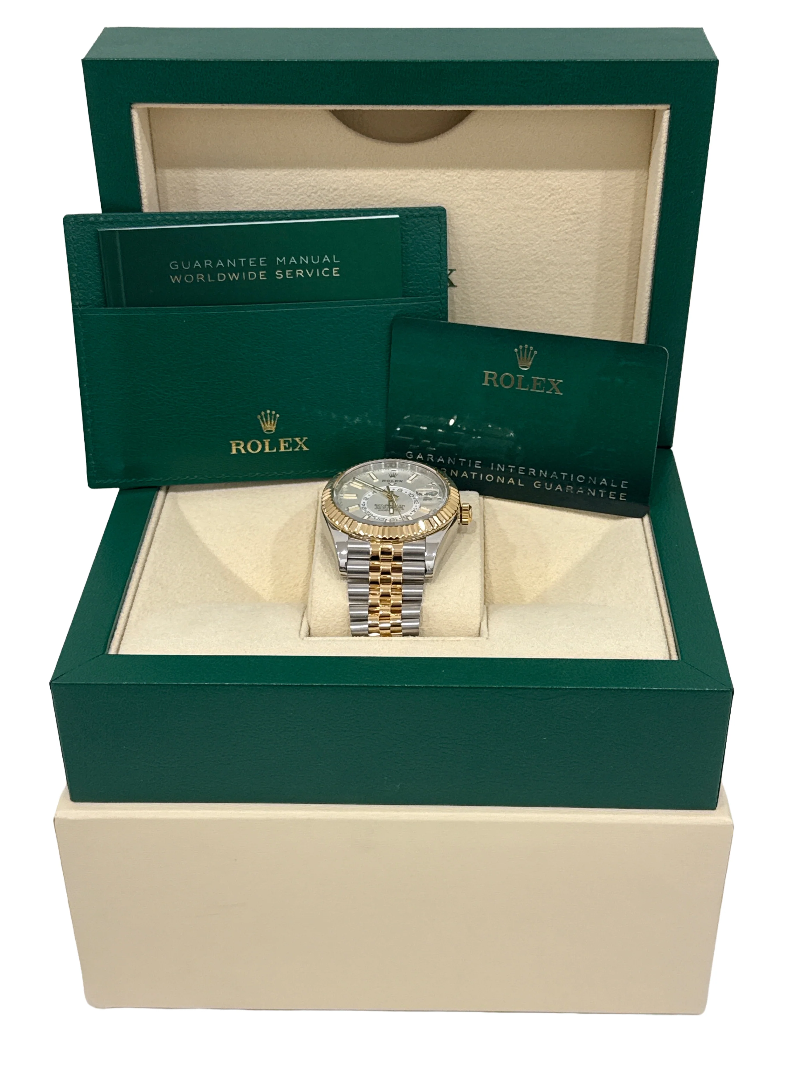 2021 PAPERS Rolex Sky-Dweller WHITE 18K Gold Stainless JUBILEE 42mm 326933 BOX - Image 2