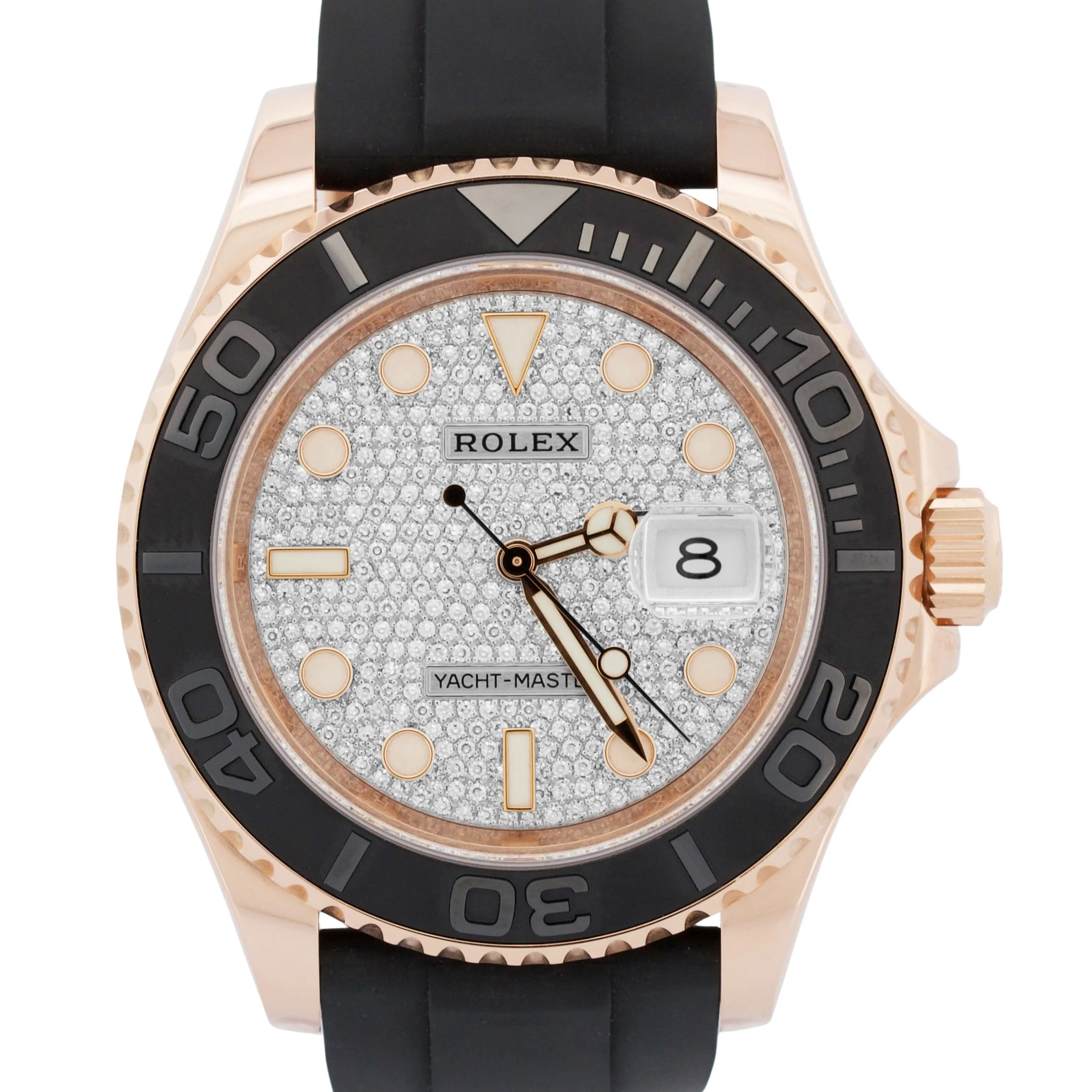 2021 PAPERS Rolex Yacht-Master FACTORY PAVE DIAMOND Oysterflex 40mm 126655 BOX