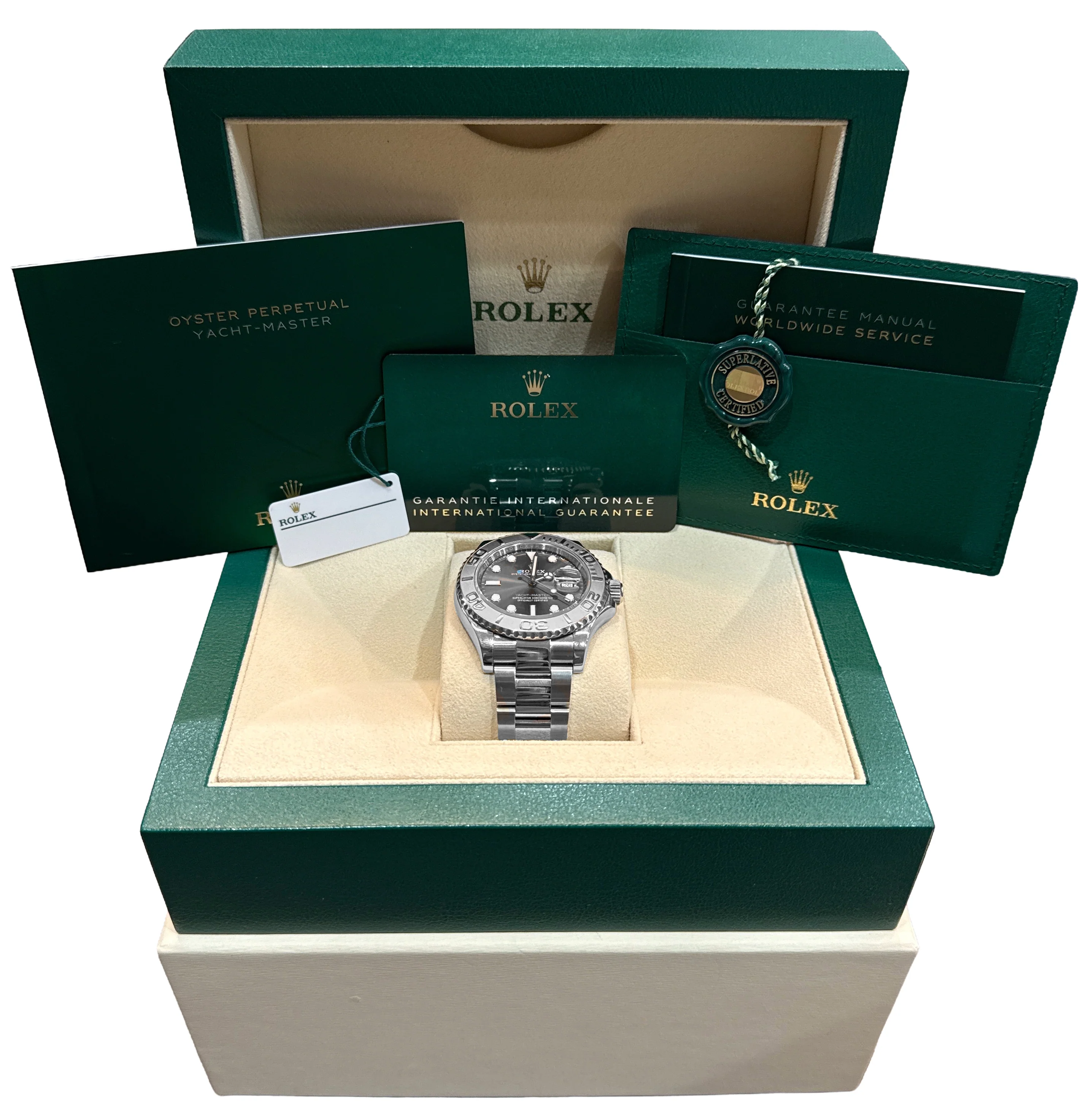 2021 PAPERS Rolex Yacht-Master Steel Platinum RHODIUM 40mm 126622 YM1 Watch BOX - Image 2