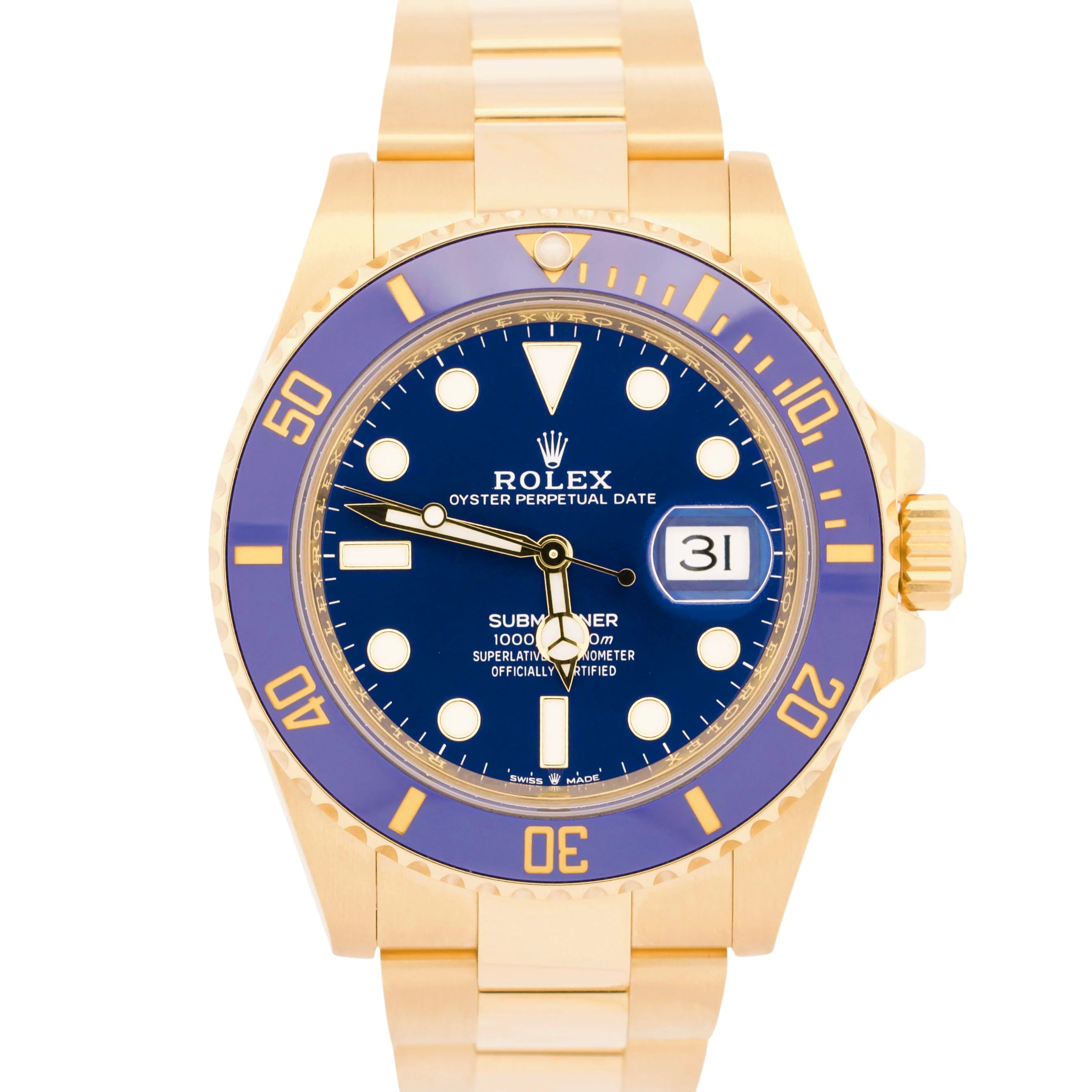 2022 NEW PAPERS Rolex Submariner Date 41mm BLUE 18K Yellow Gold 126618 LB BOX