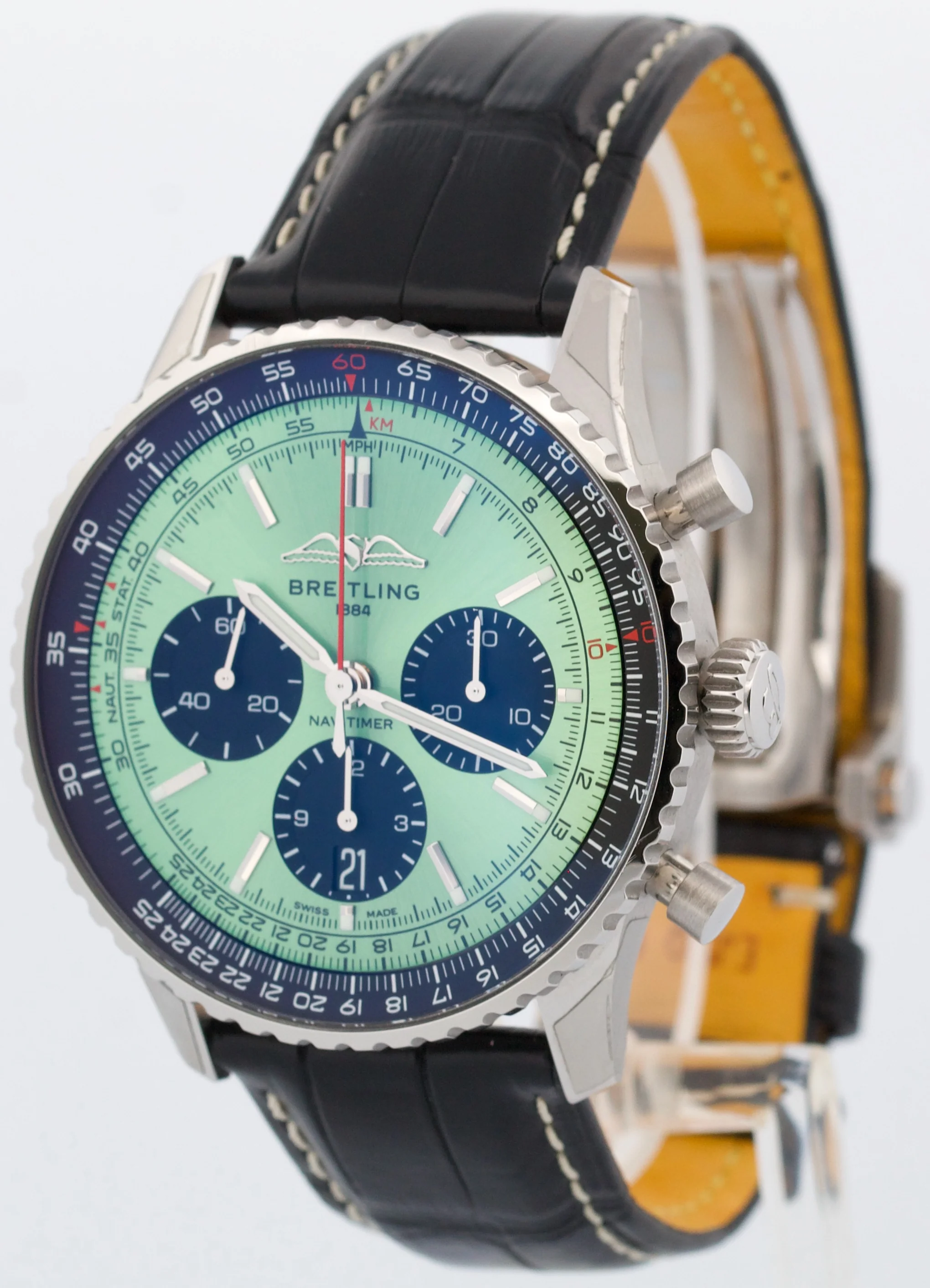 2022 PAPERS Breitling Navitimer B01 TEAL Green 43mm Stainless Leather AB0138 BOX - Image 3