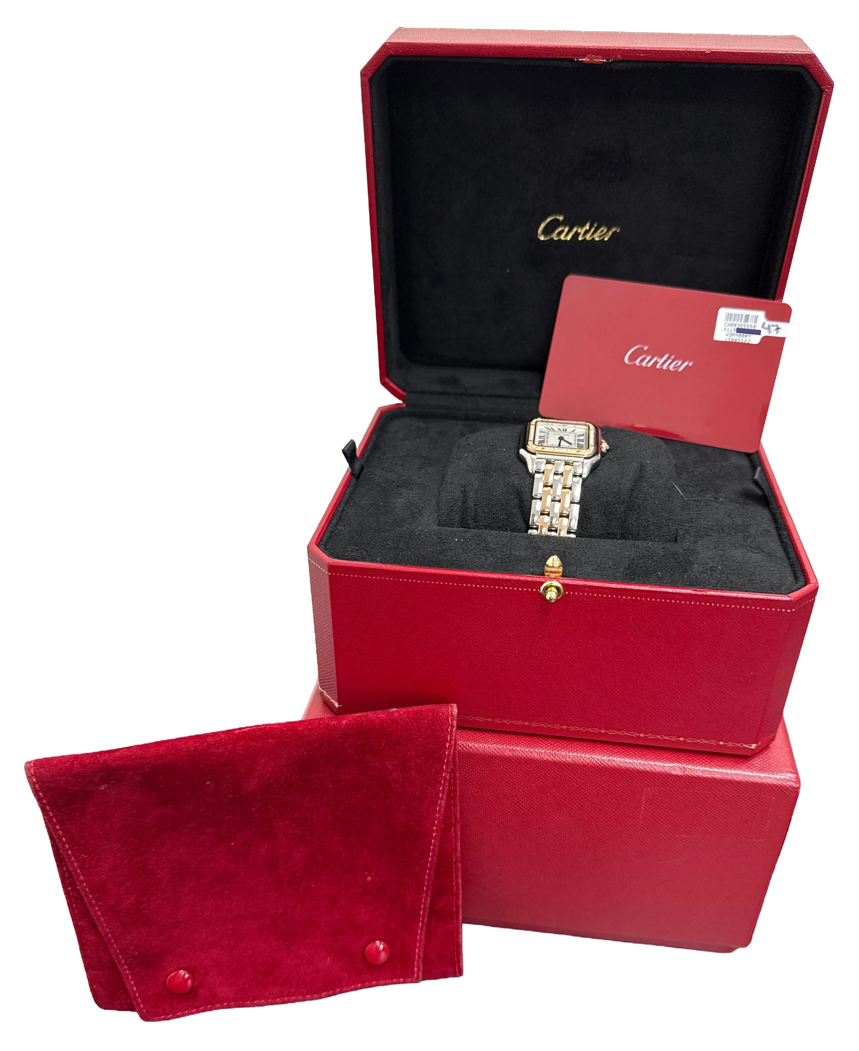 2022 PAPERS Cartier Panthere DIAMOND 29mm 18K Steel Quartz 4119 W3PN0007 BOX - Image 2
