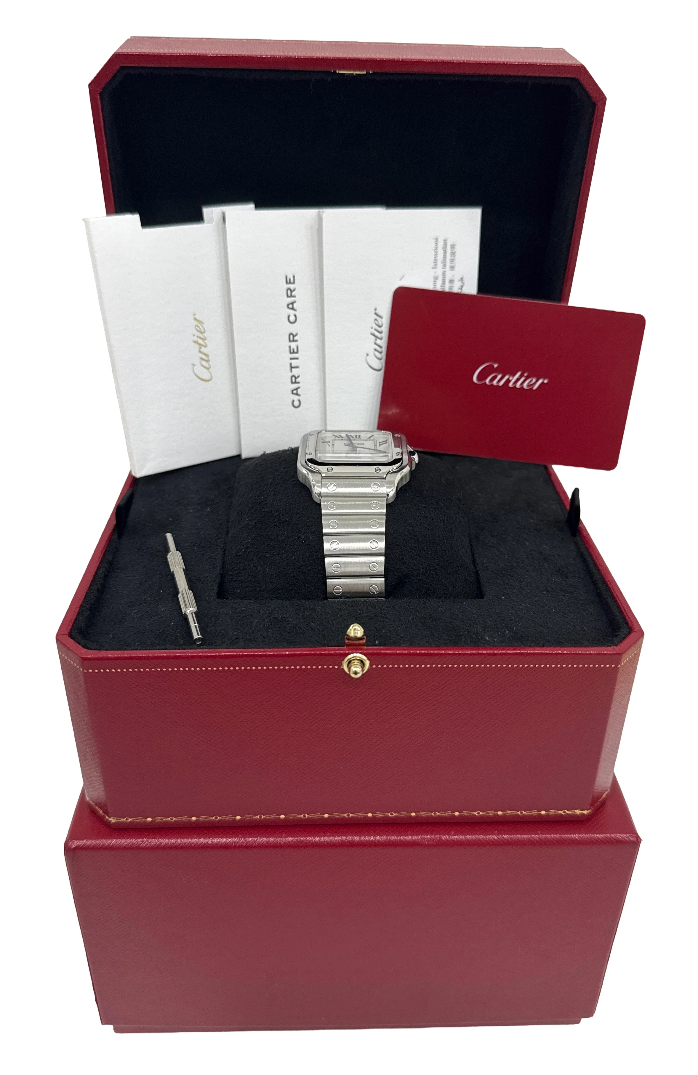 2022 PAPERS Cartier Santos Mid-Size 35mm Stainless Steel White WSSA0029 4075 BOX - Image 2