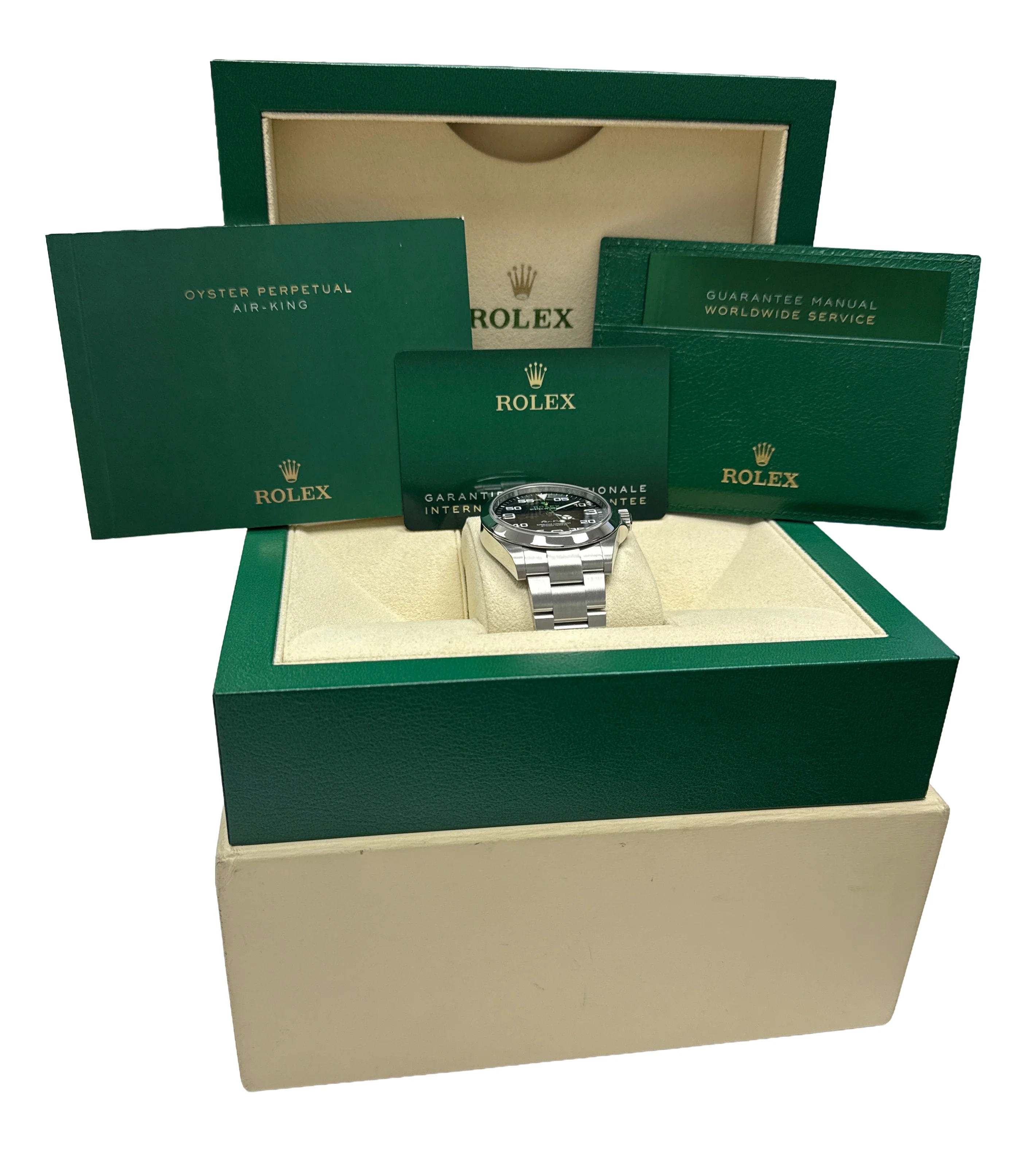 2022 PAPERS Rolex Air-King 40mm Green BLACK Stainless Steel Watch 126900 BOX - Image 2